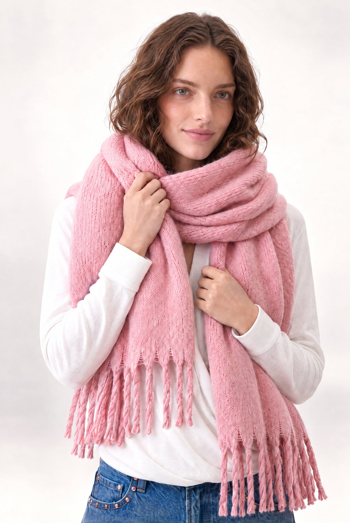 Solid Cozy Scarf In Pink