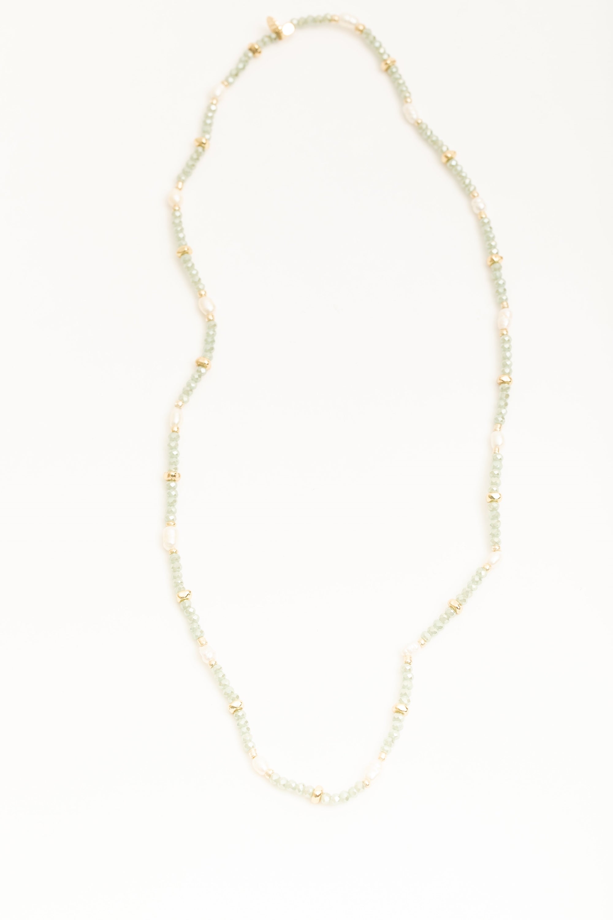 Gold Turq Crystal Beaded Pearl Stretch