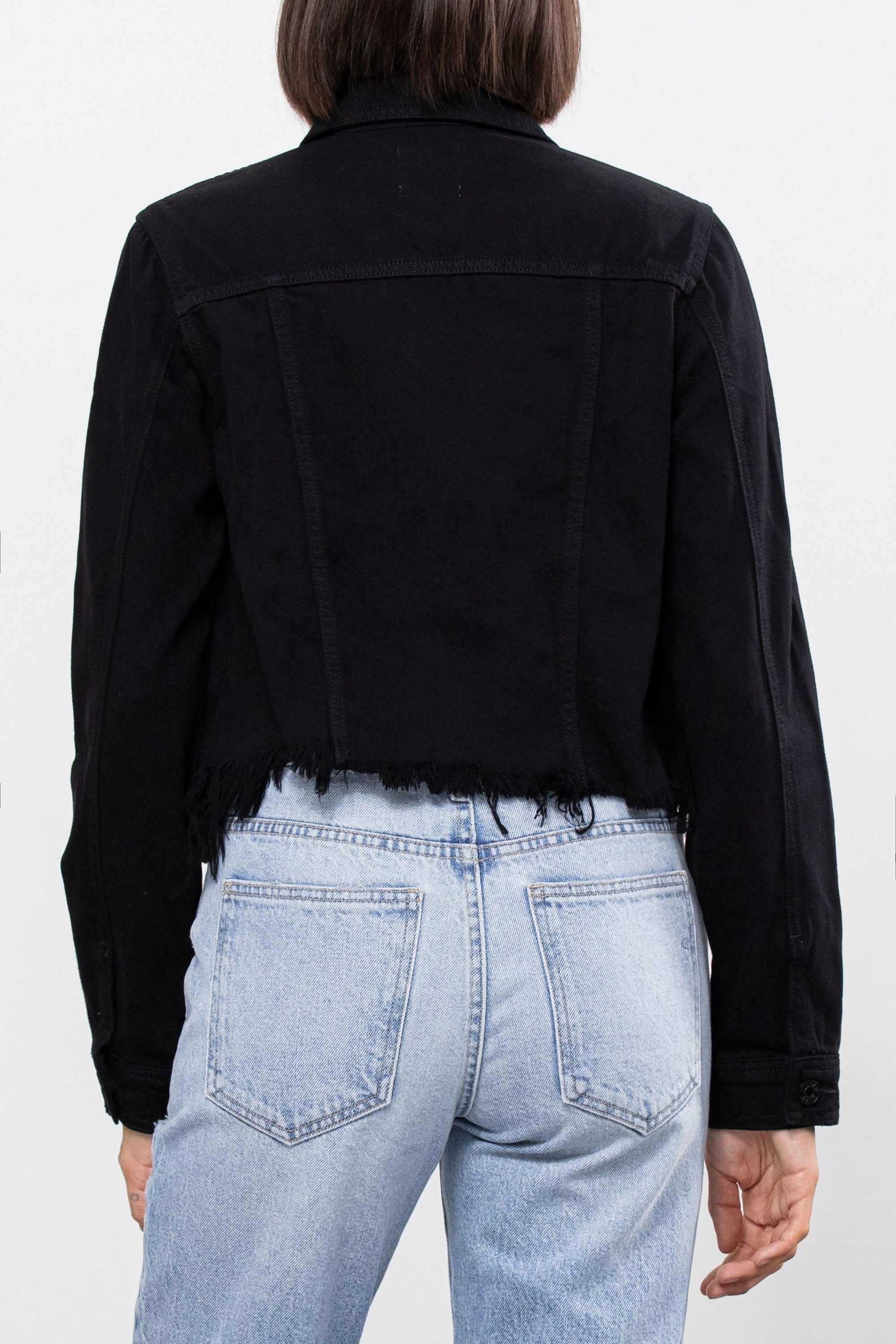 Black Frayed Bottom Denim Jacket