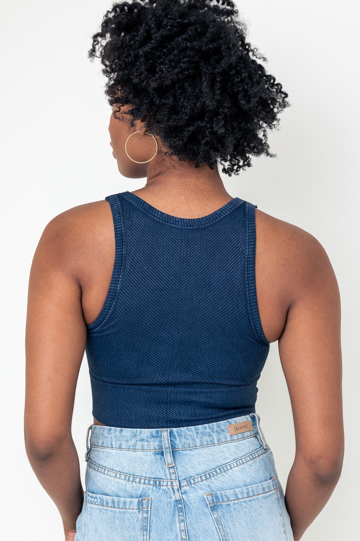 Vintage Chevron Hi Neck Crop Top