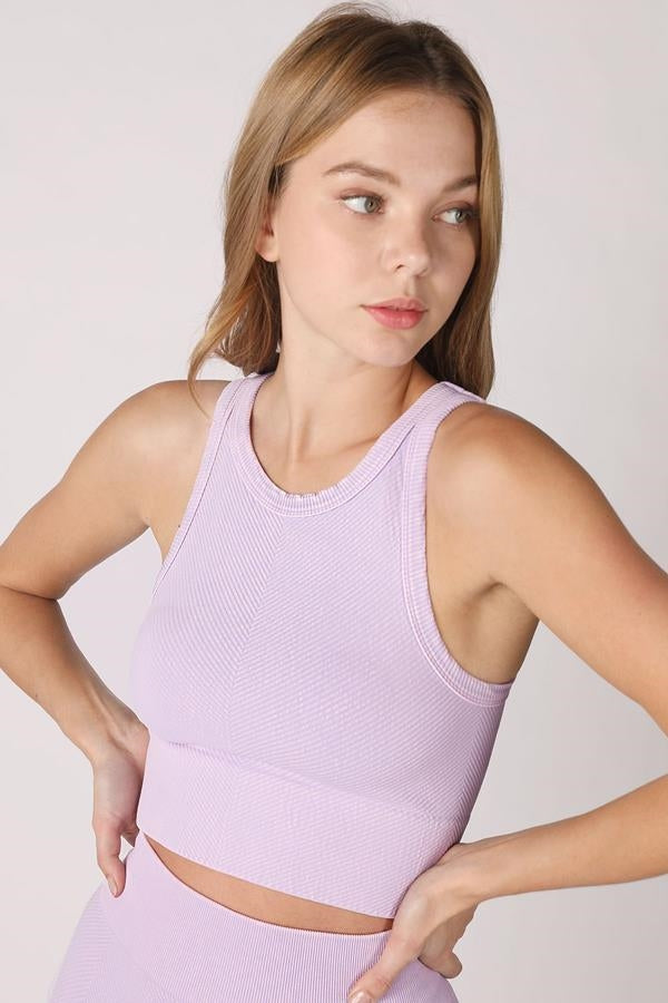 Vintage Chevron Hi Neck Crop Top