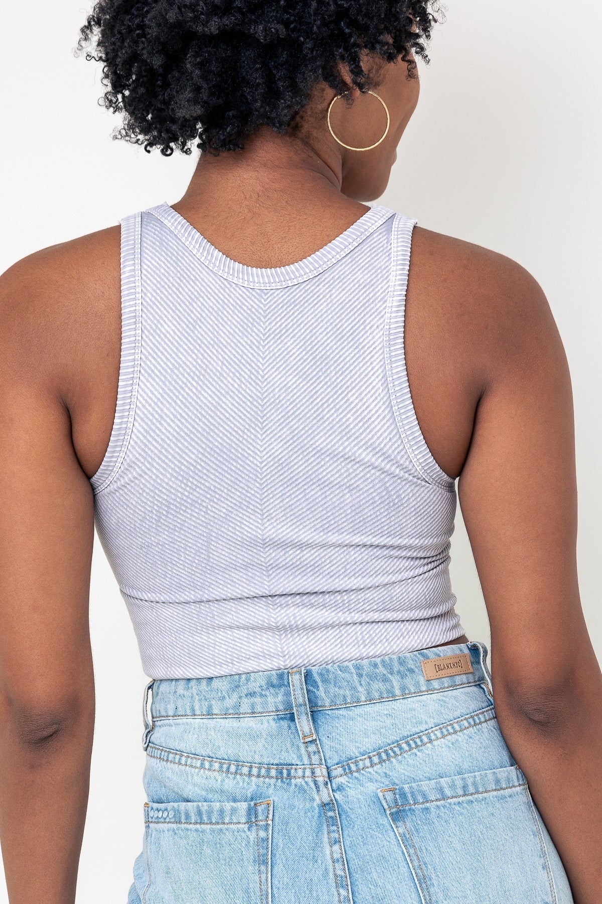 Vintage Chevron Hi Neck Crop Top