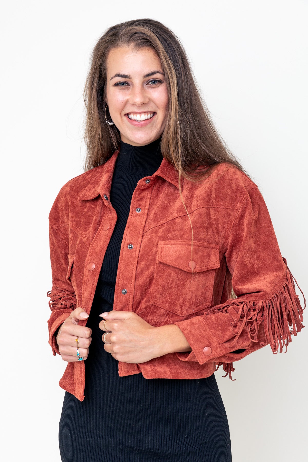 Hot Cocoa Fringe Suede Jacket