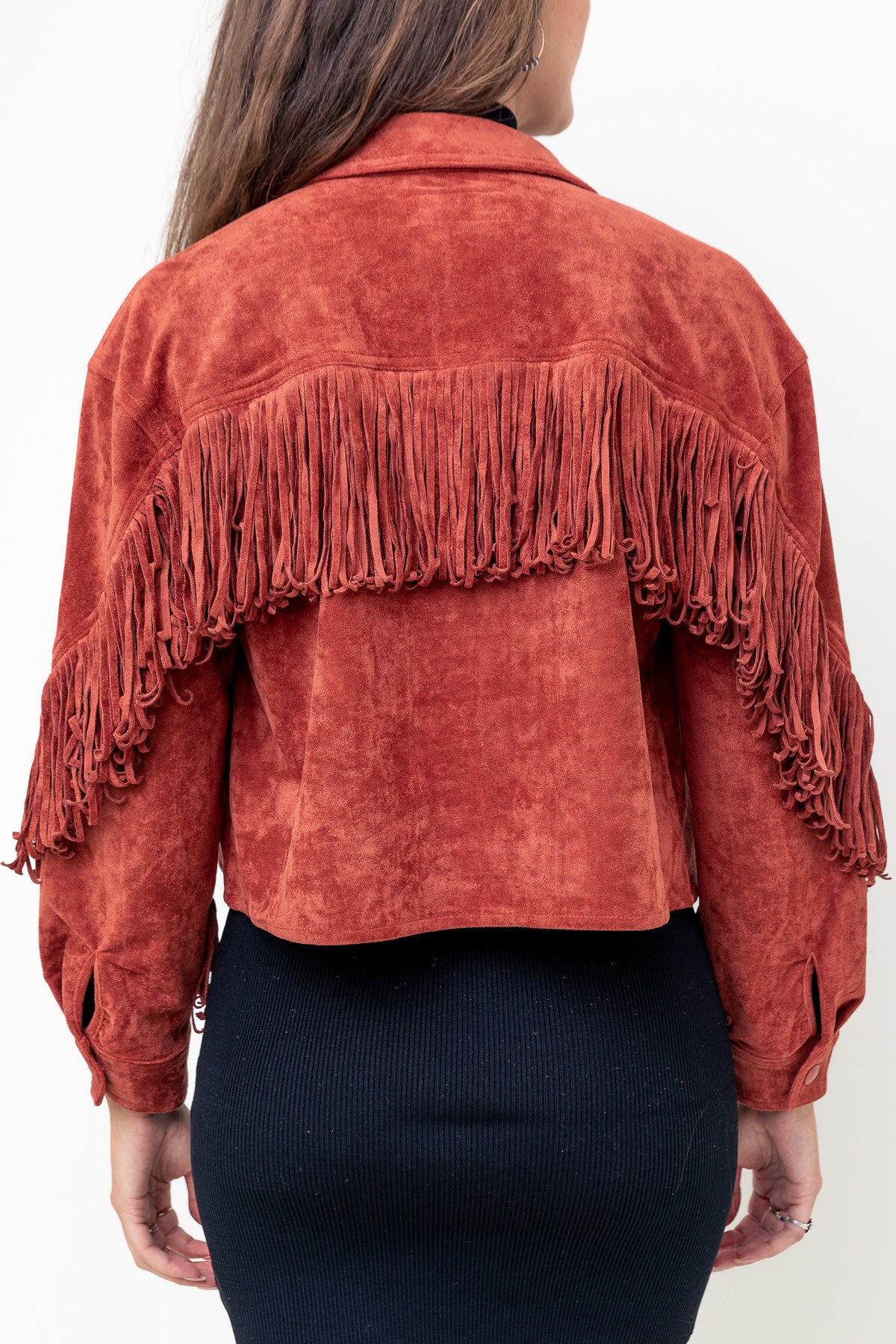 Hot Cocoa Fringe Suede Jacket