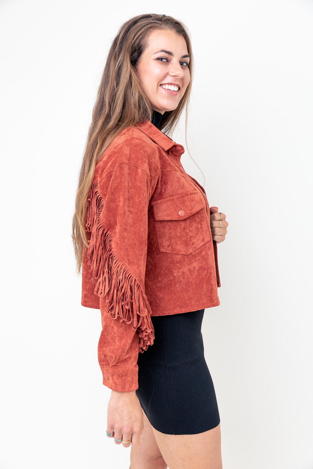Hot Cocoa Fringe Suede Jacket