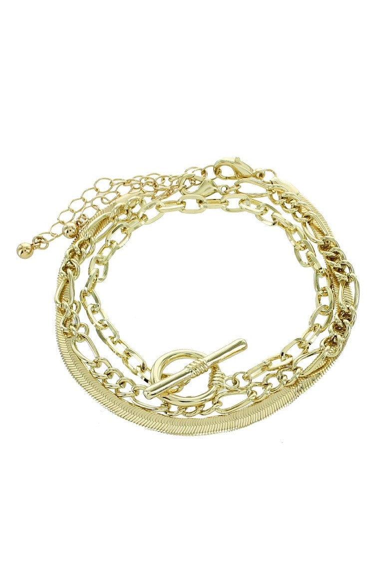 Gold Metal Toggle Bracelet