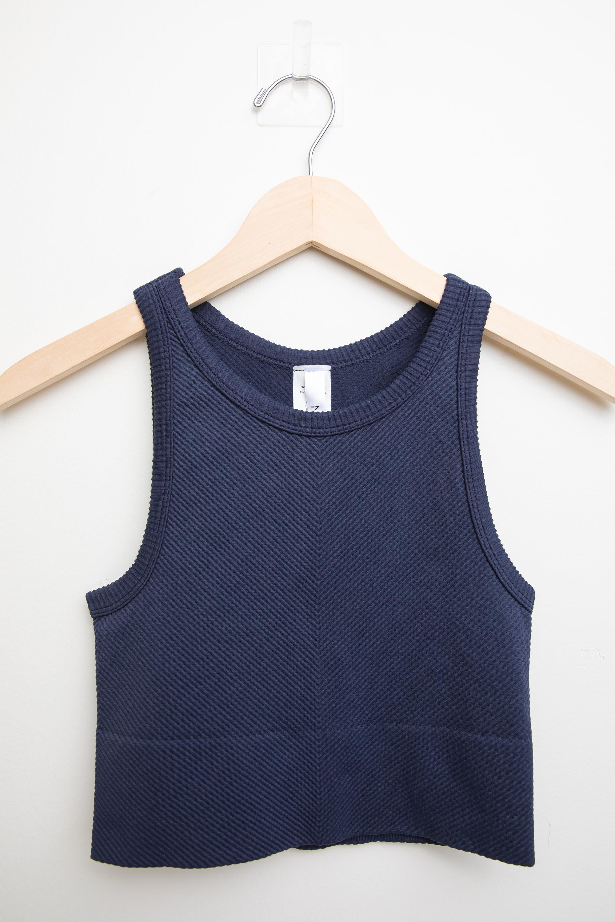 Chevron Hi Neck Crop Top