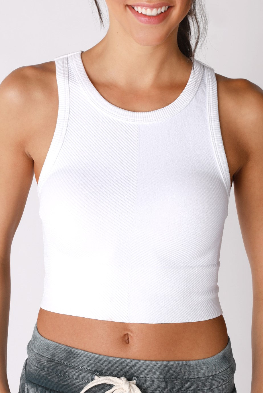 Chevron Hi Neck Crop Top