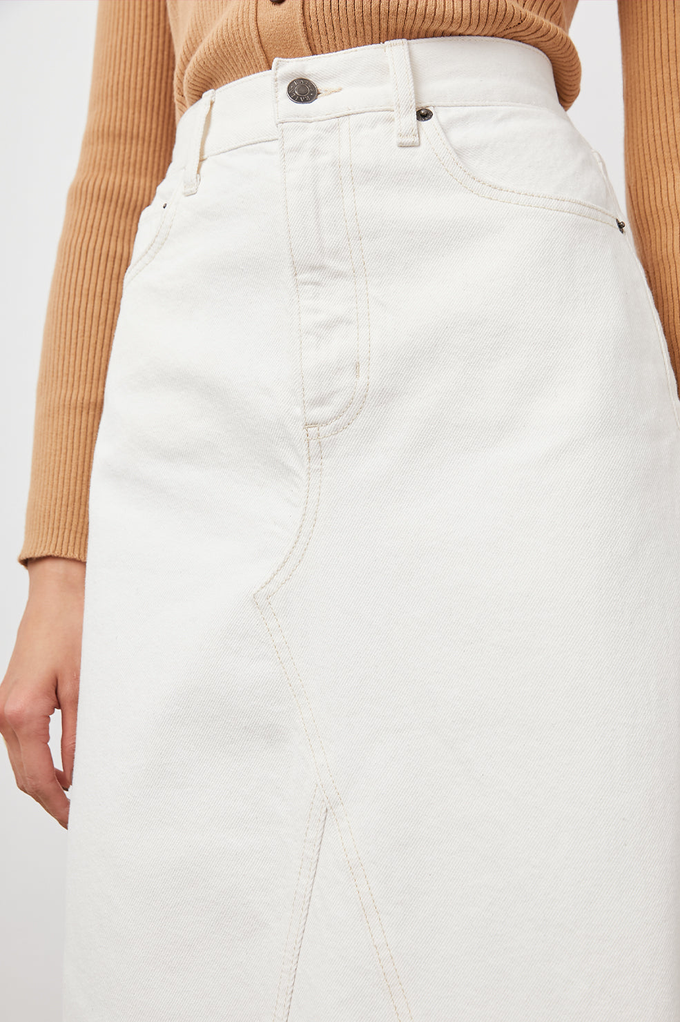 The Highland Denim Midi Skirt