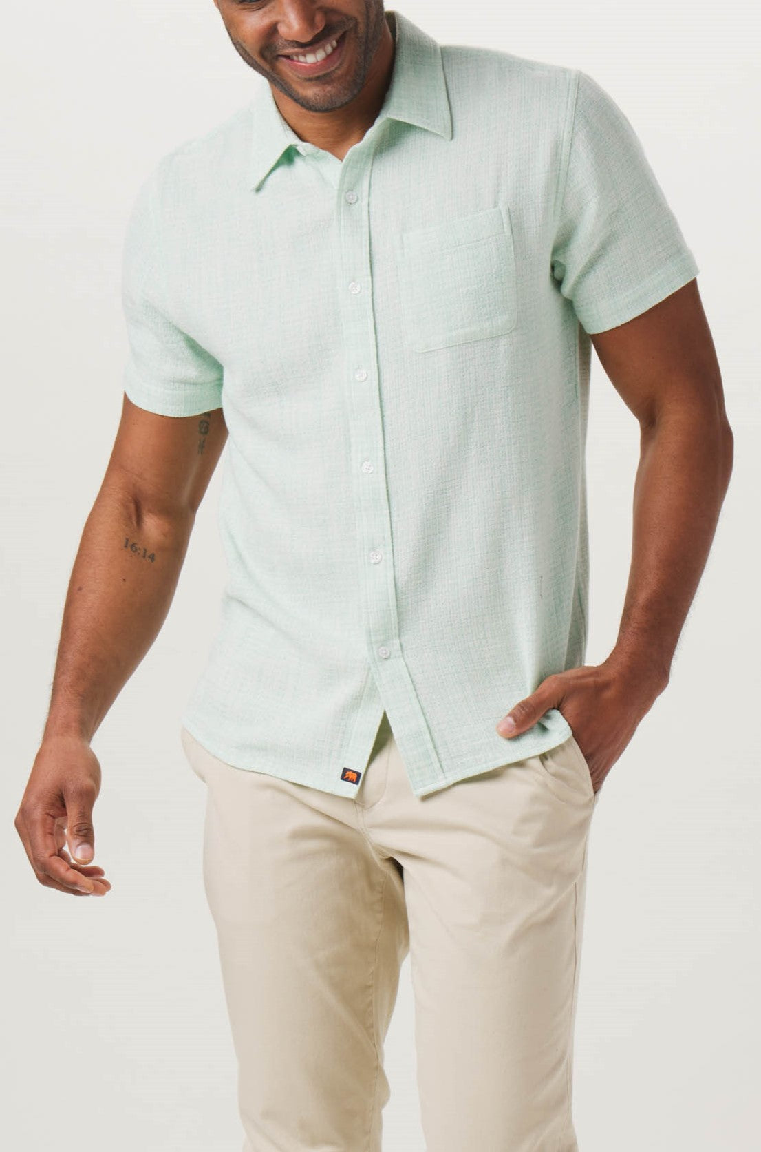 Freshwater Button Up Ivory Crinkle