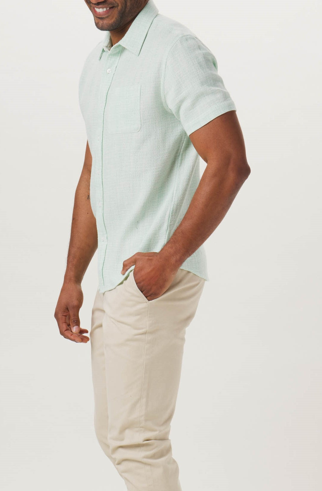 Freshwater Button Up Ivory Crinkle