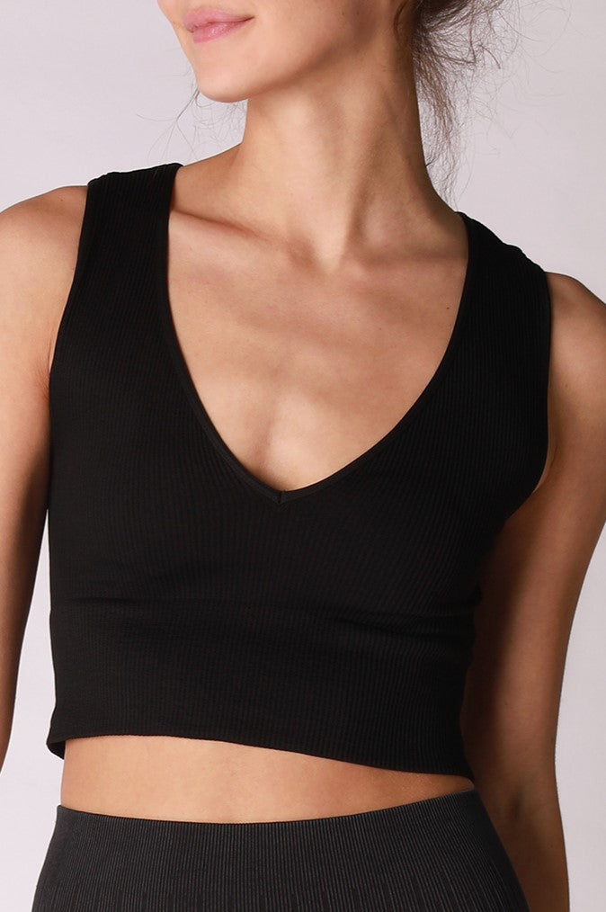 V-Neck Rib Crop Top