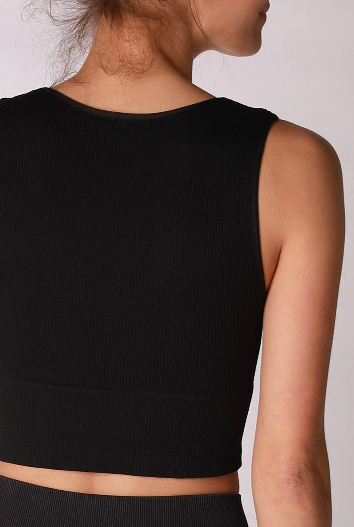 V-Neck Rib Crop Top