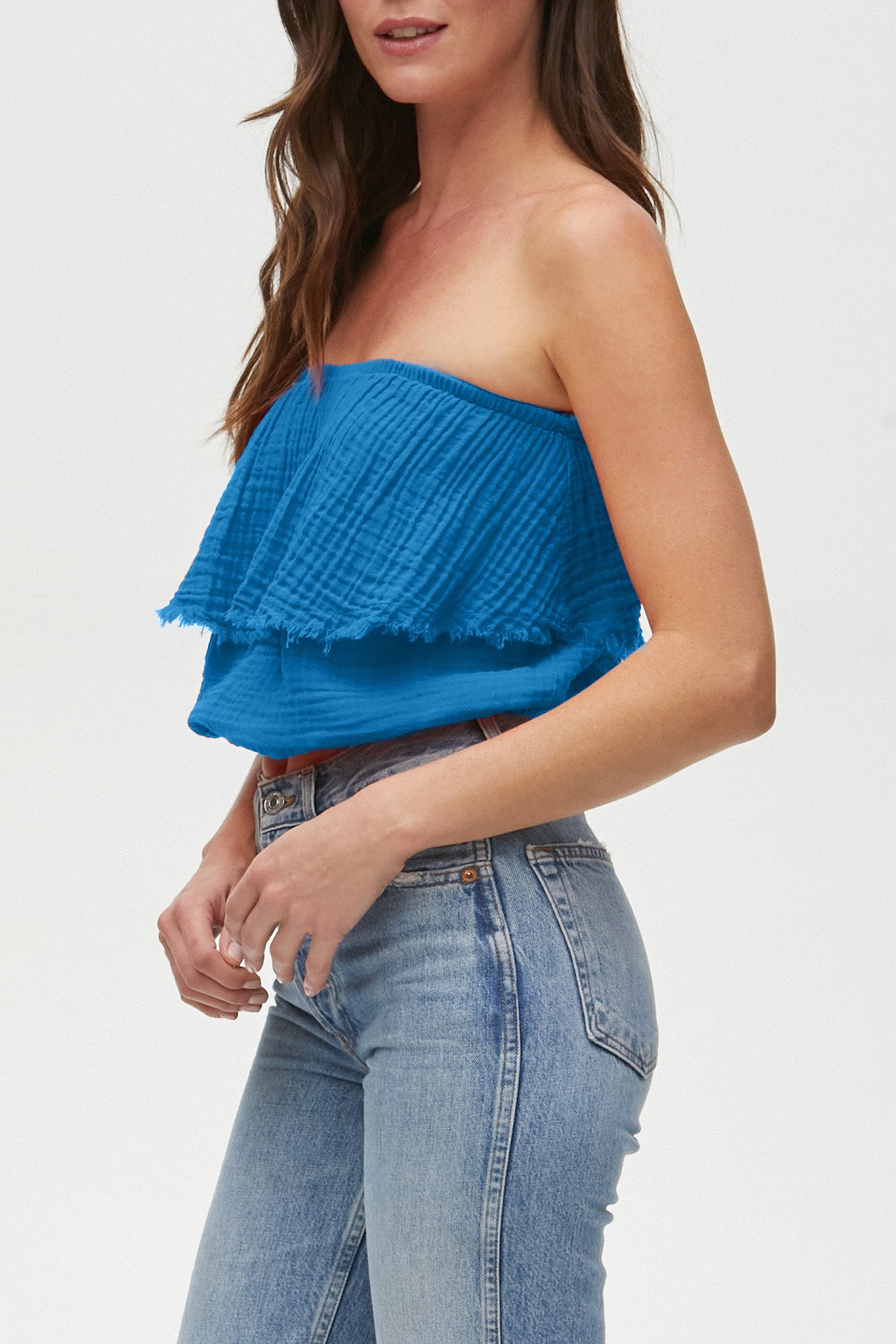 Fleur Gauze Strapless Top