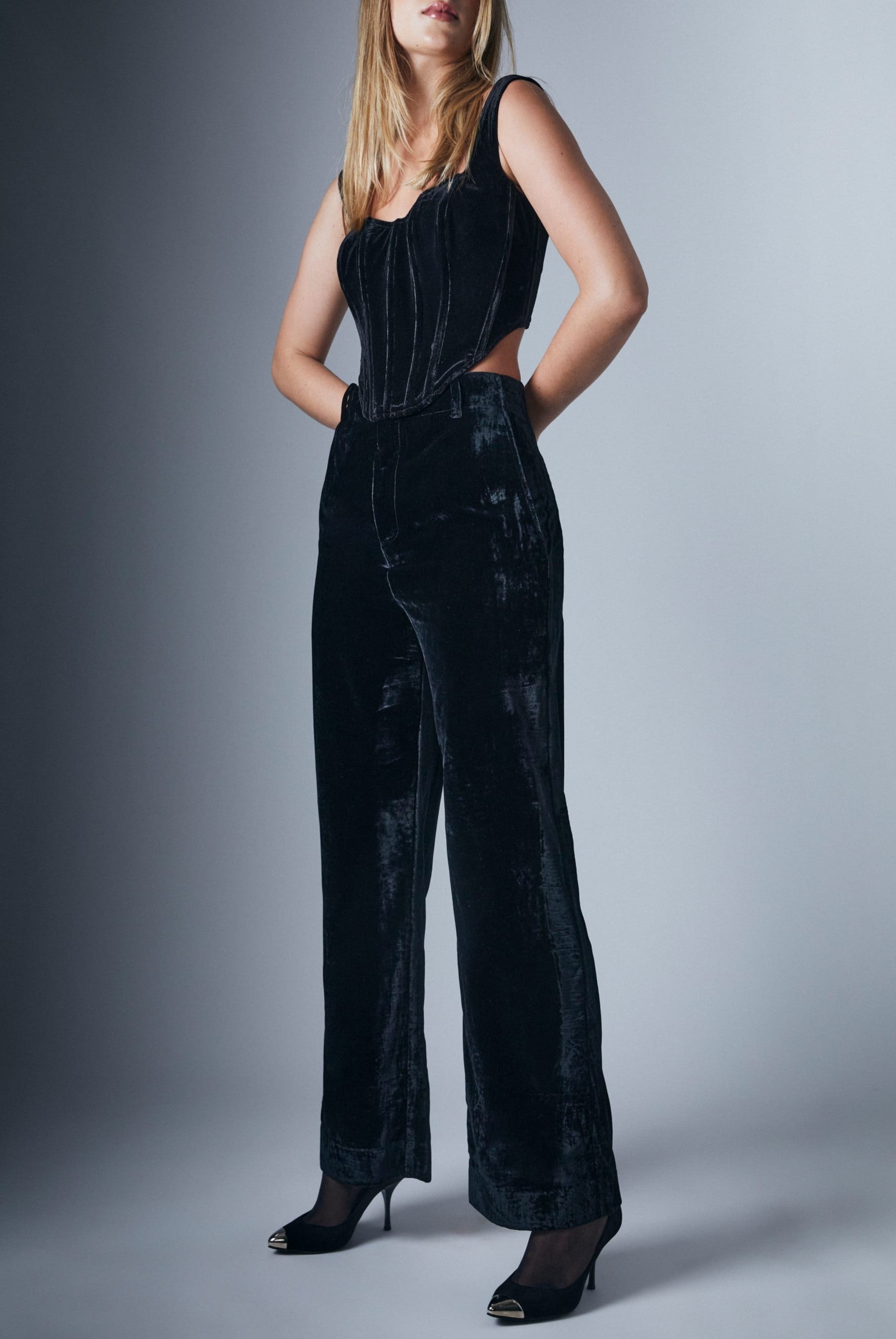 Fitted Velour Corset Bustier