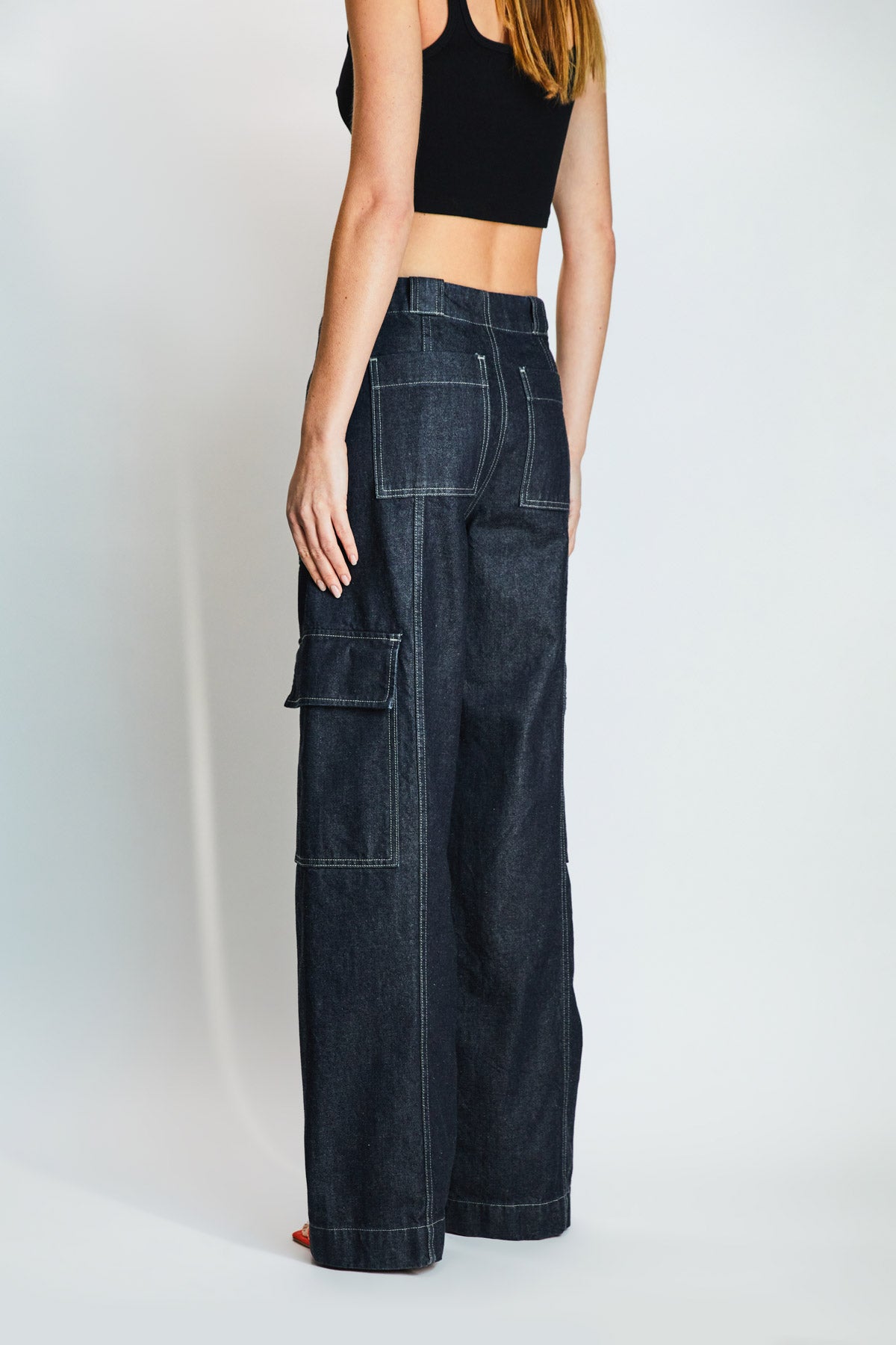 Emrata X Ag Amia Wide Leg Cargo Trouser