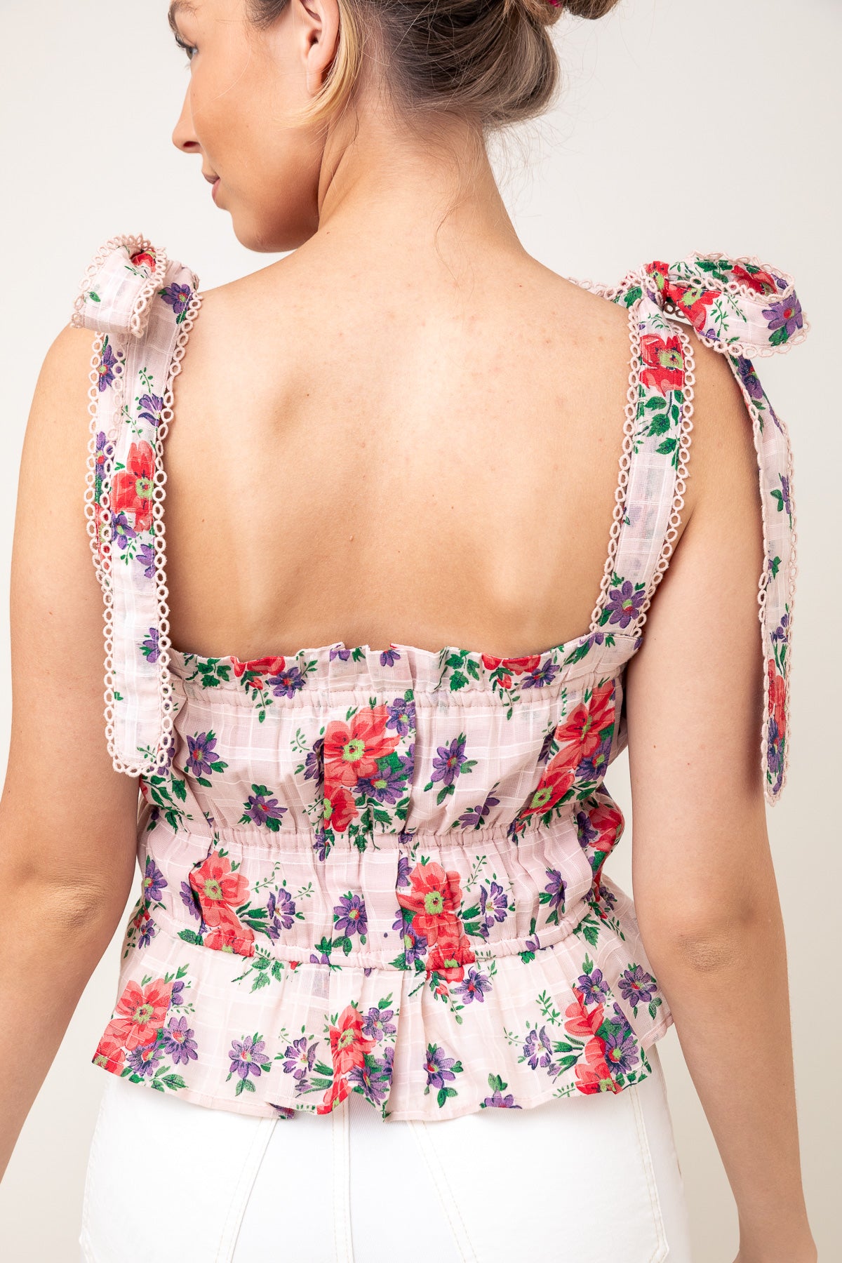 Marjorie Floral Tie Shoulder Tank