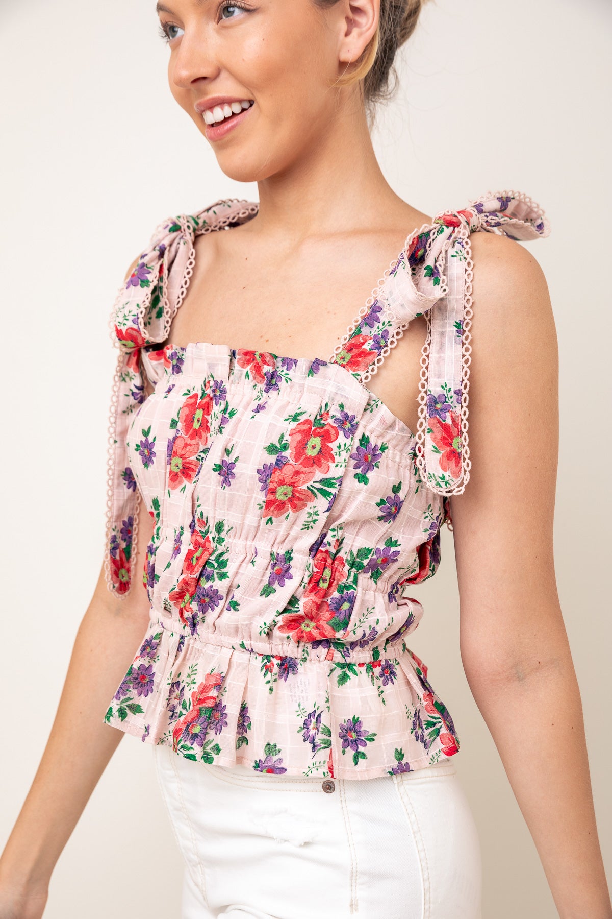 Marjorie Floral Tie Shoulder Tank