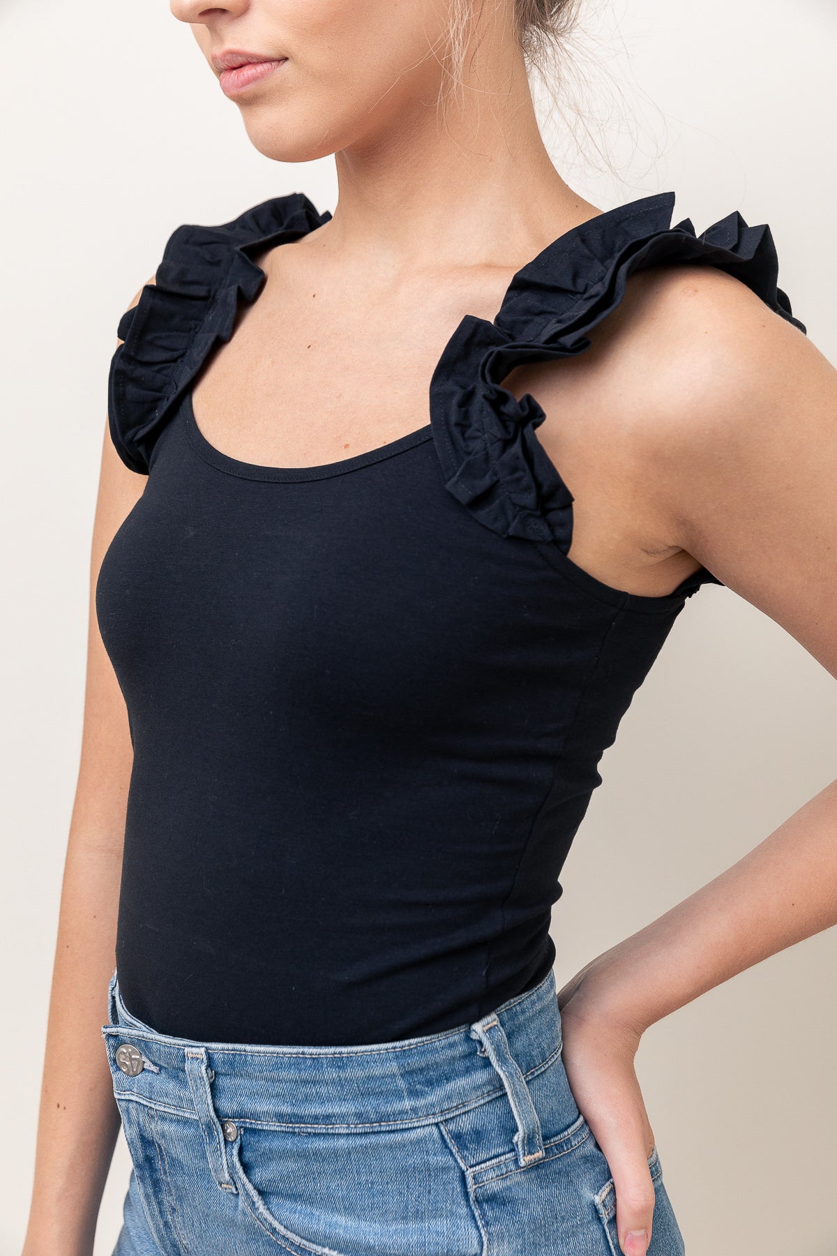 Rallie Organic Frill Sleeve Tank