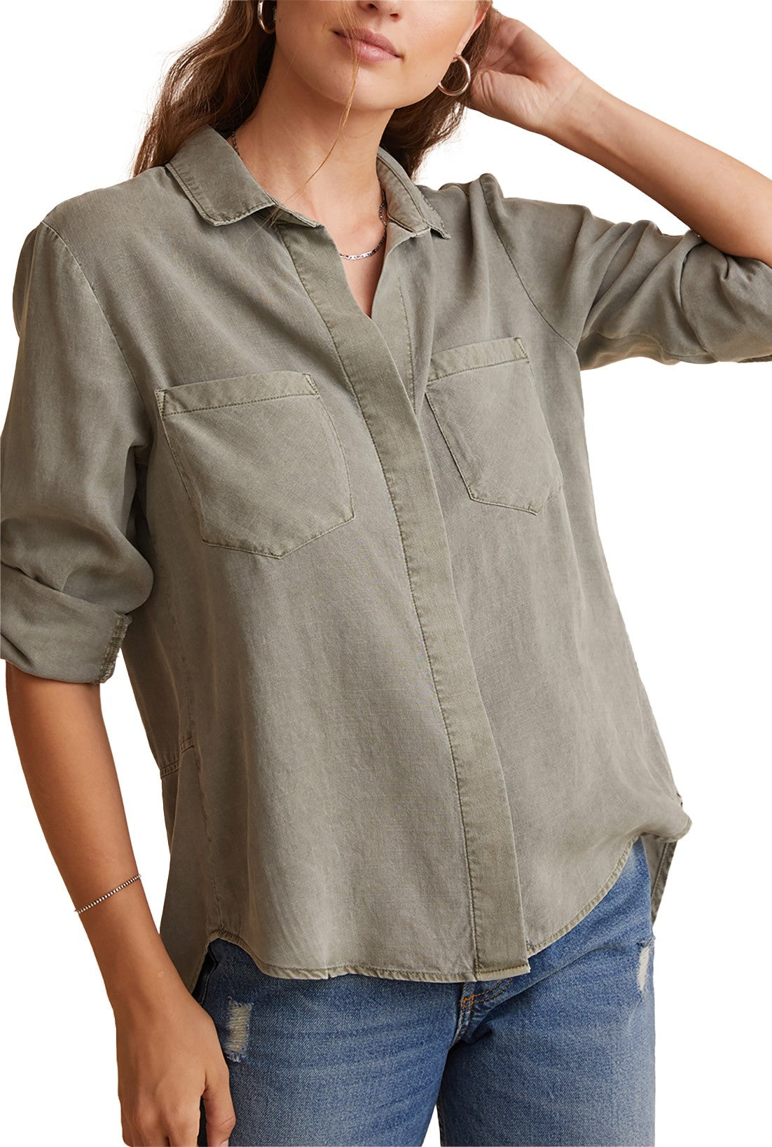 Split Back Button Down