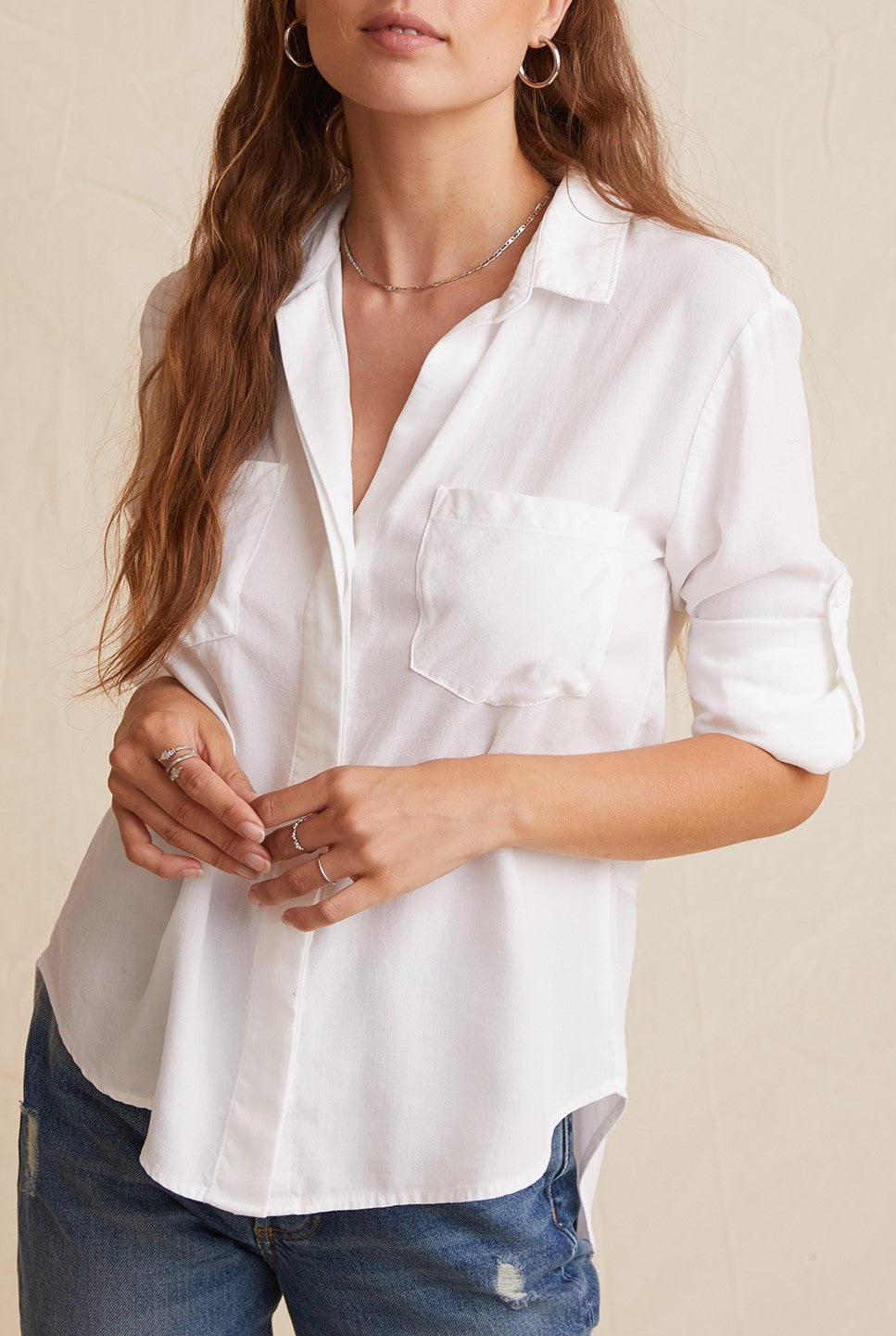 Split Back Button Down