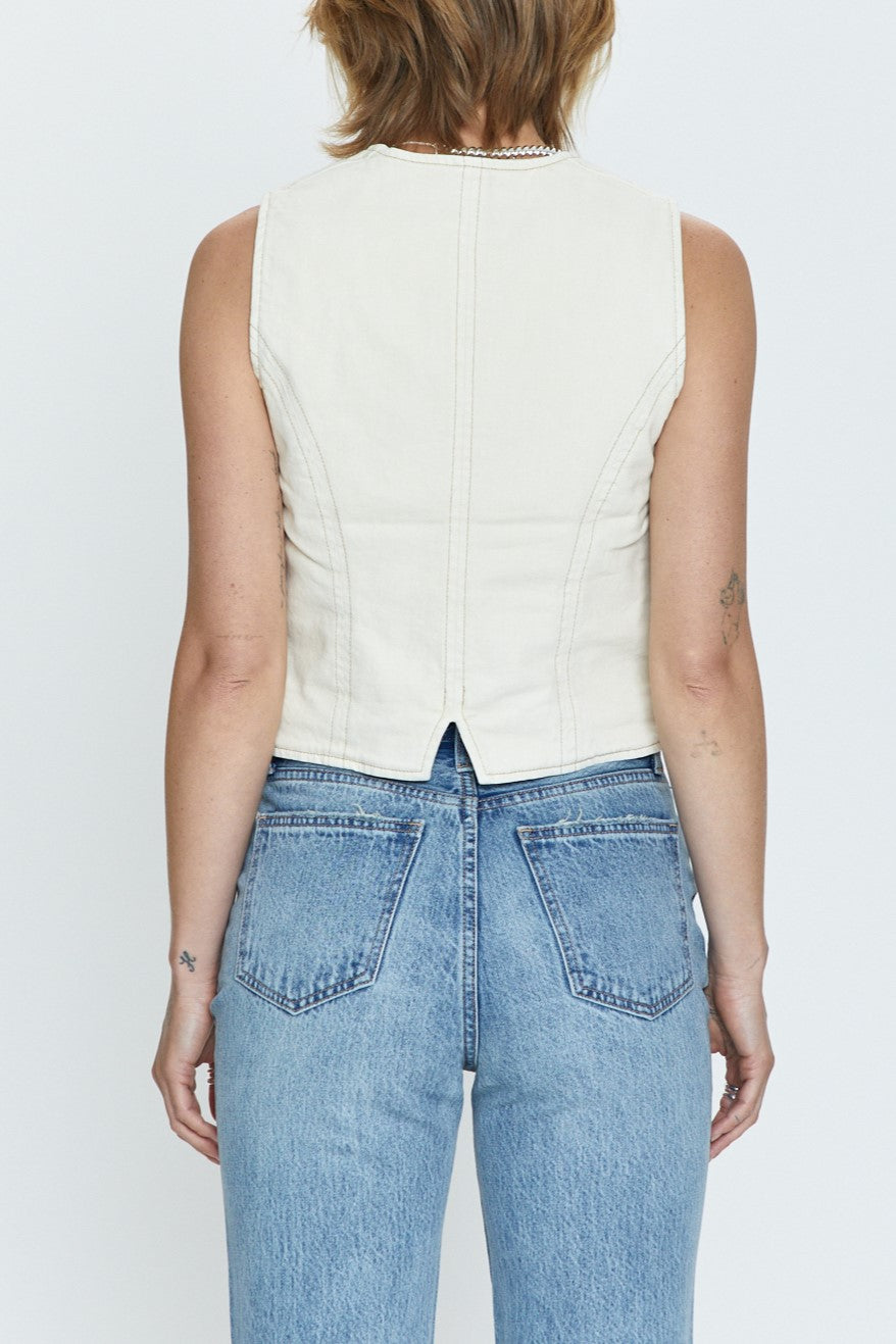 Vero Denim Cropped Vest