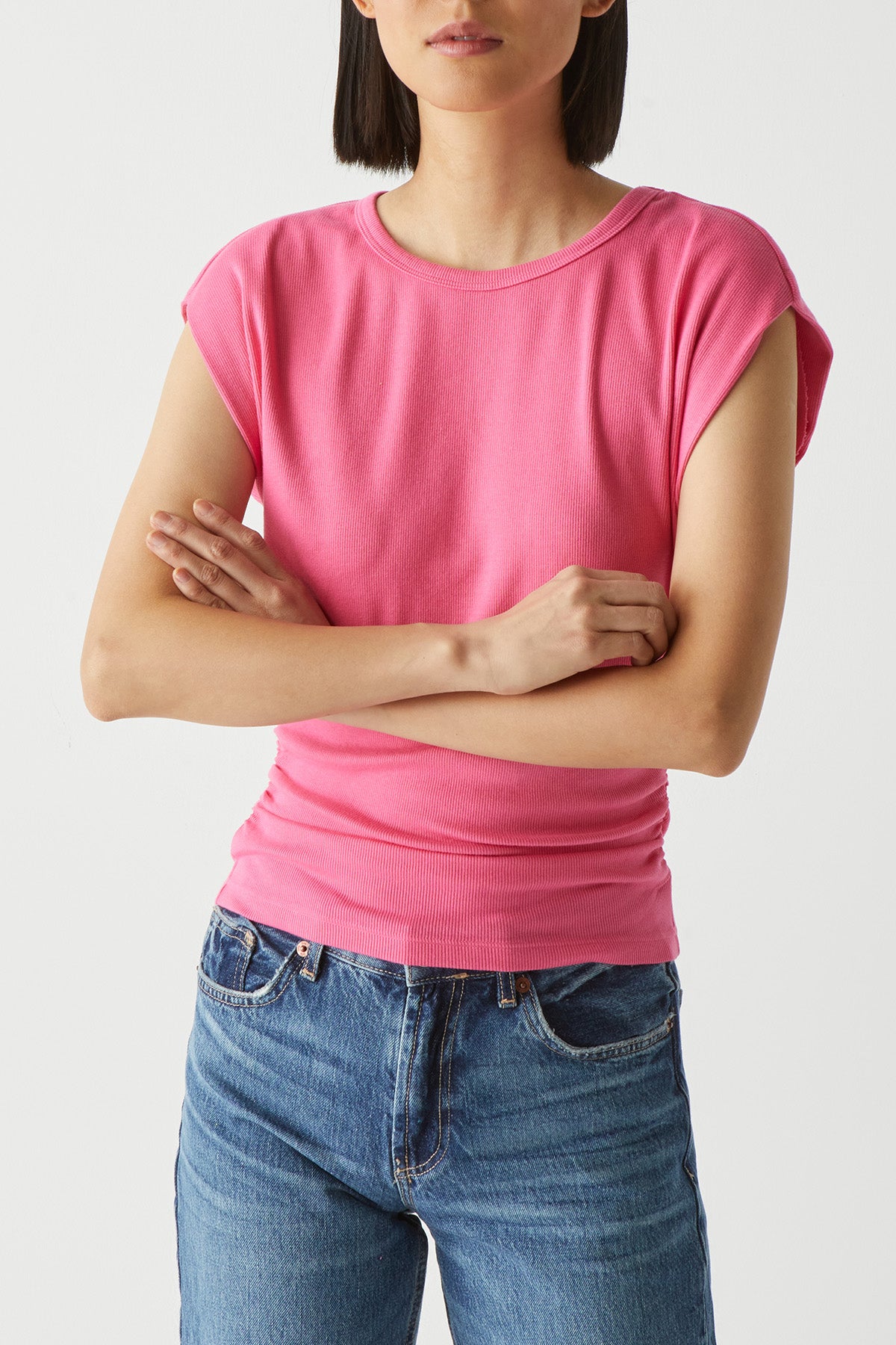 Joni Shirred Crewneck Top