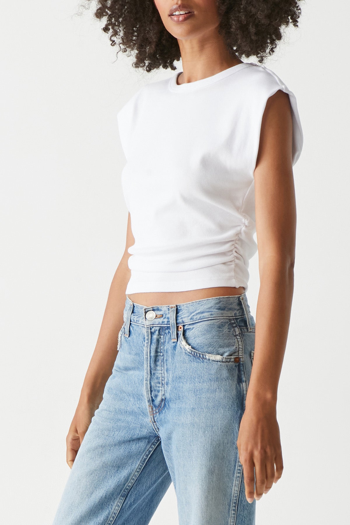 Joni Shirred Crewneck Top