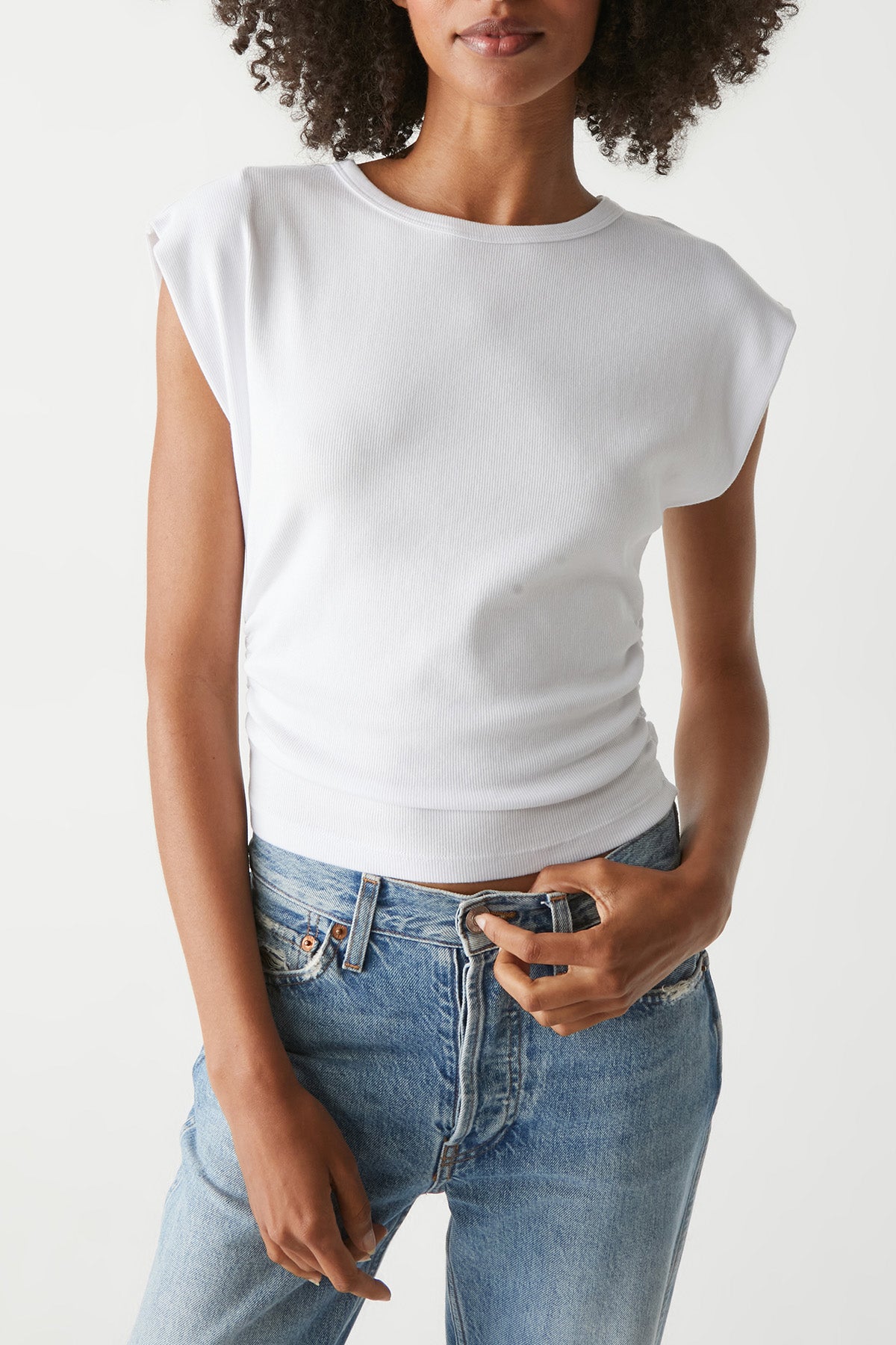 Joni Shirred Crewneck Top