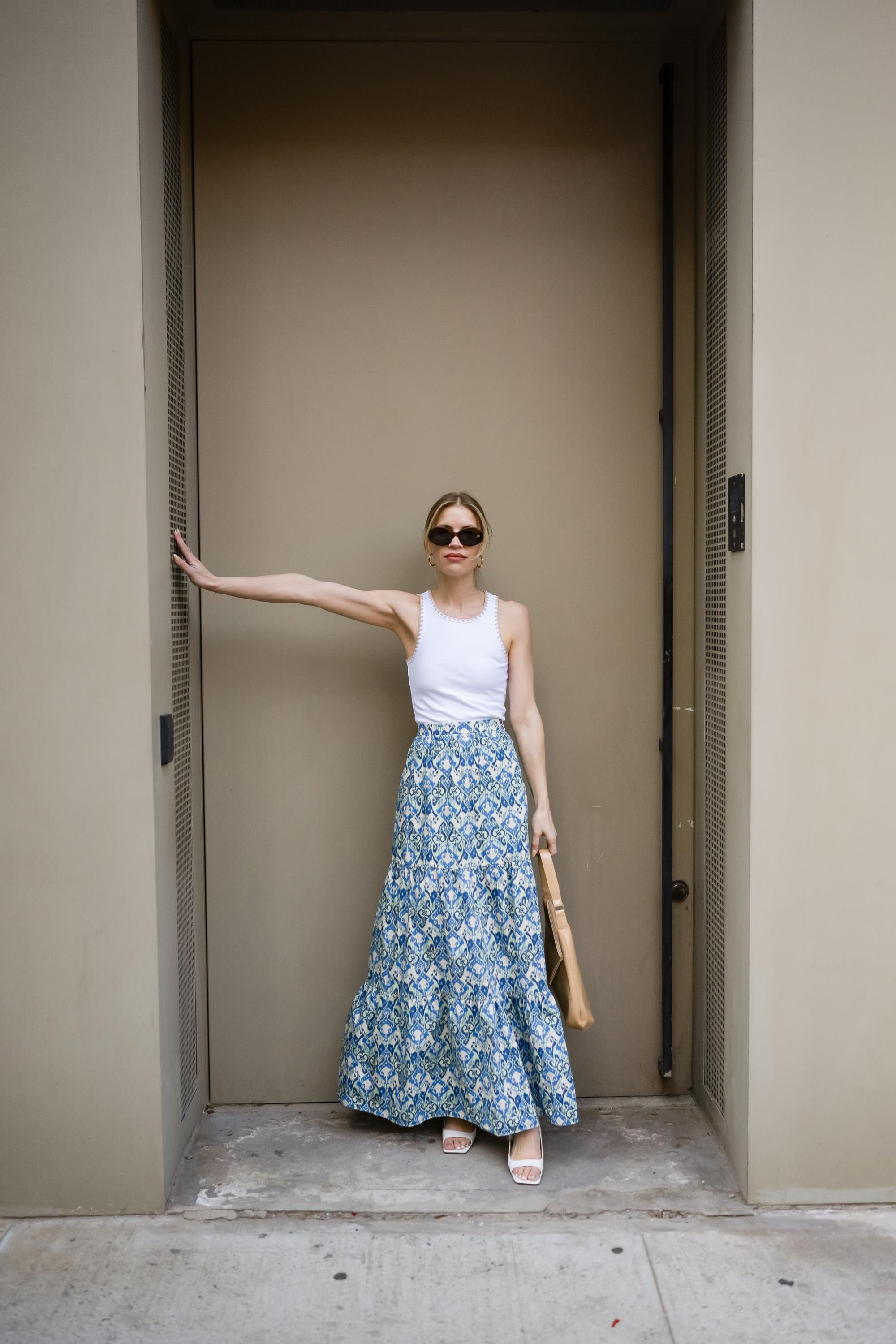 Ikat Ruffle Maxi Skirt