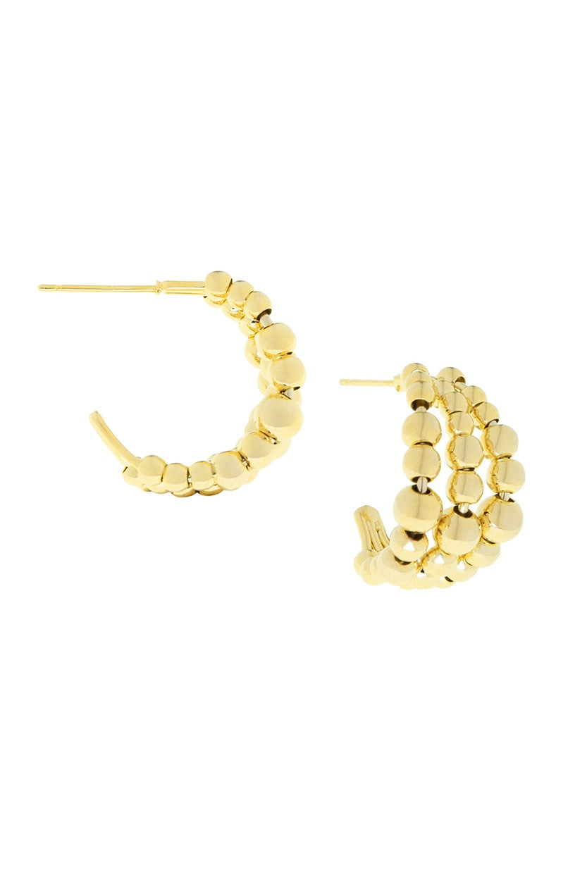 Beaded Triple Hoop - Gold