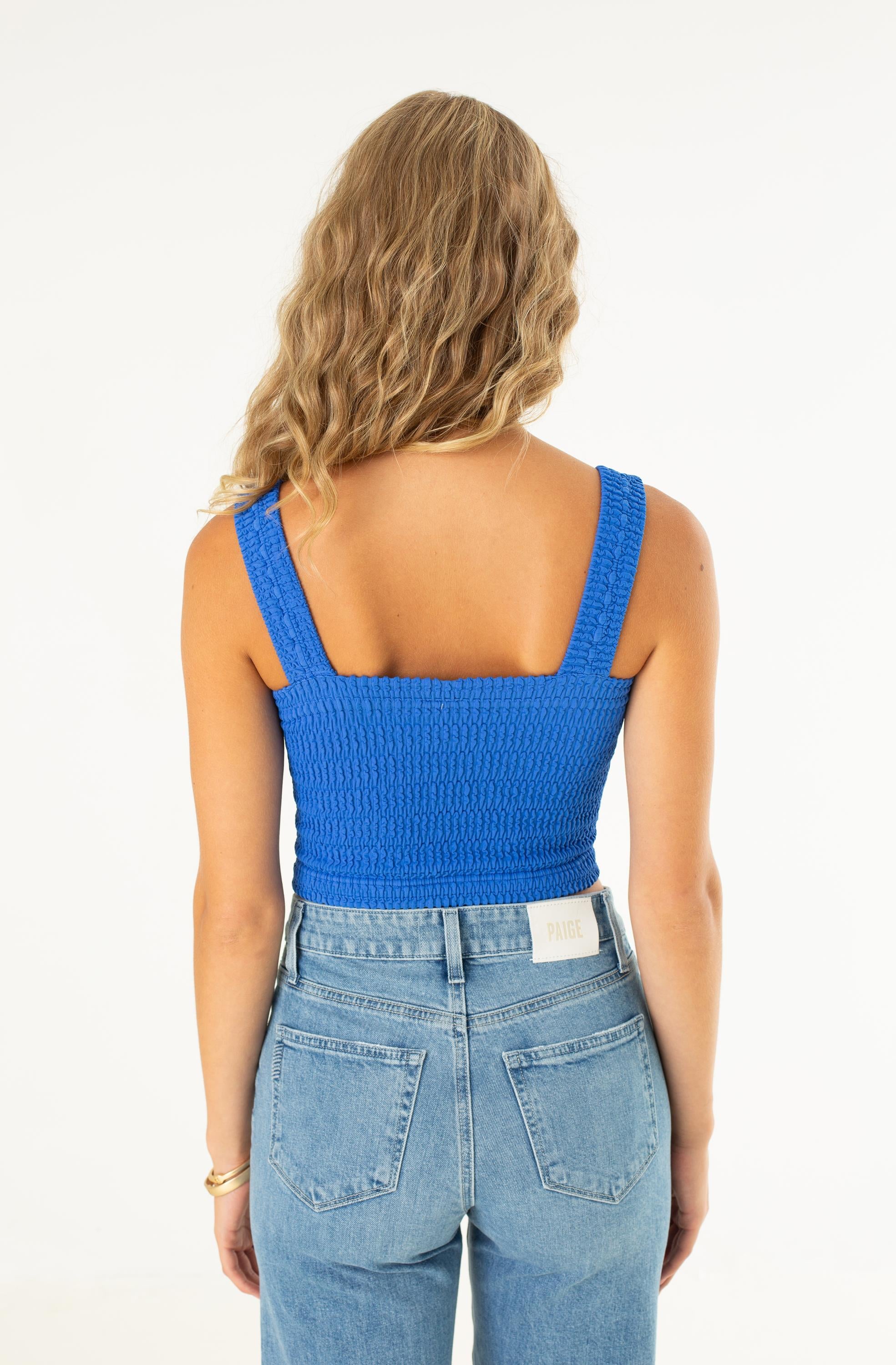 Shirred Square Neck Crop Top
