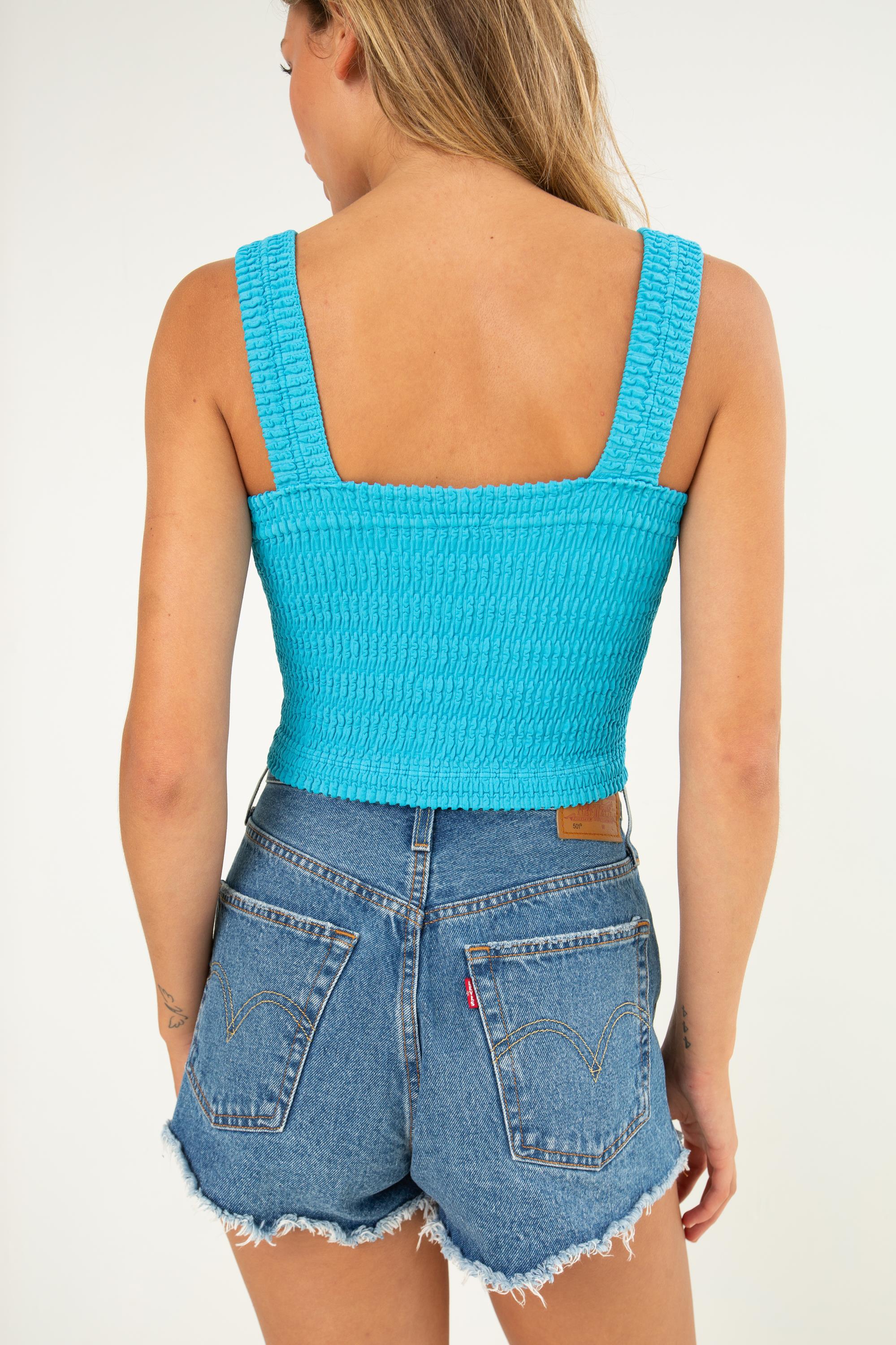 Shirred Square Neck Crop Top