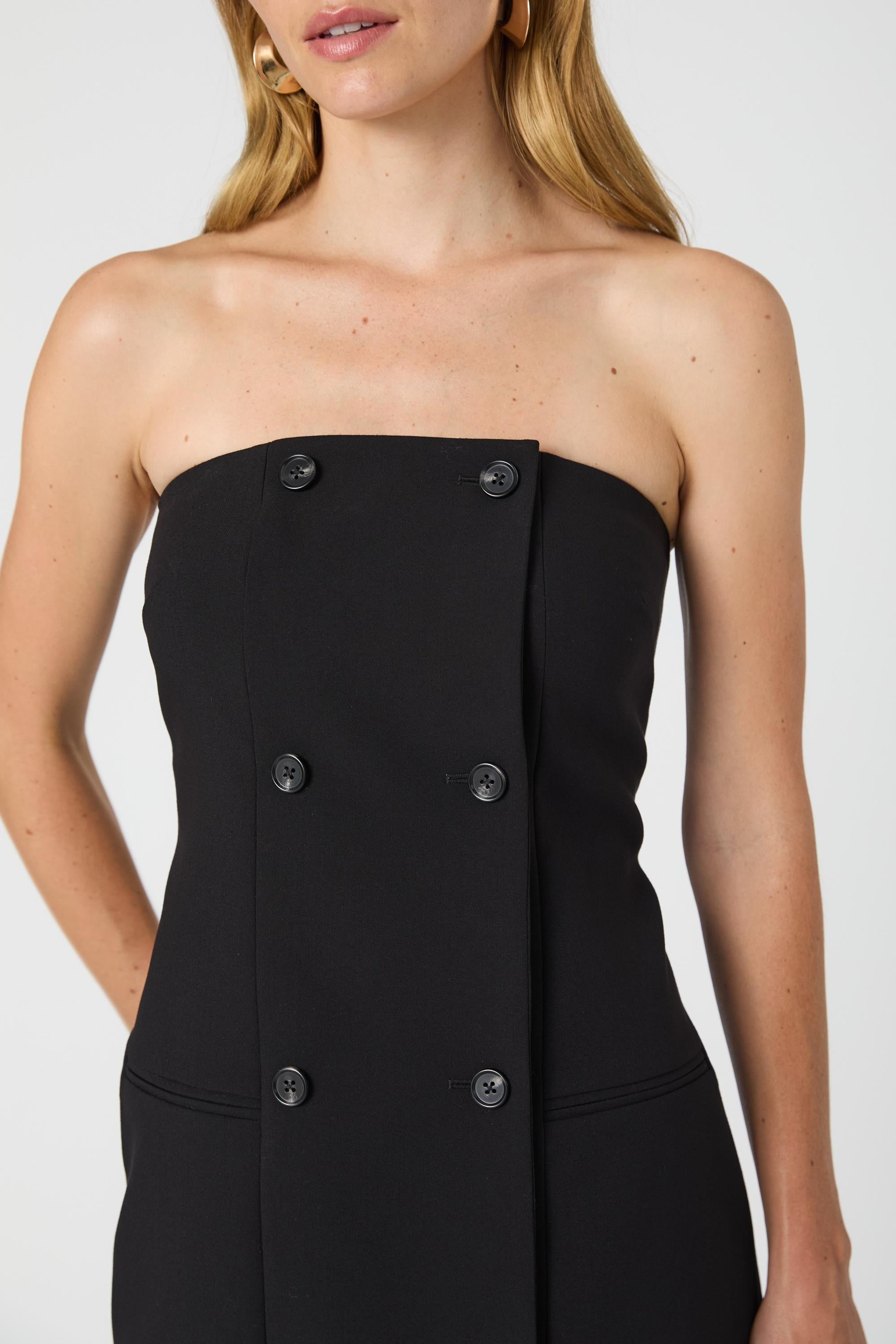 Azra Twill Strapless Mini Dress