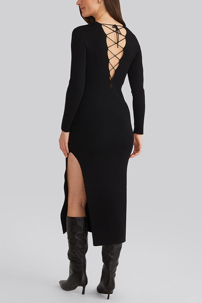 525 America Lace-Up Maxi Sweaterdress - Black
