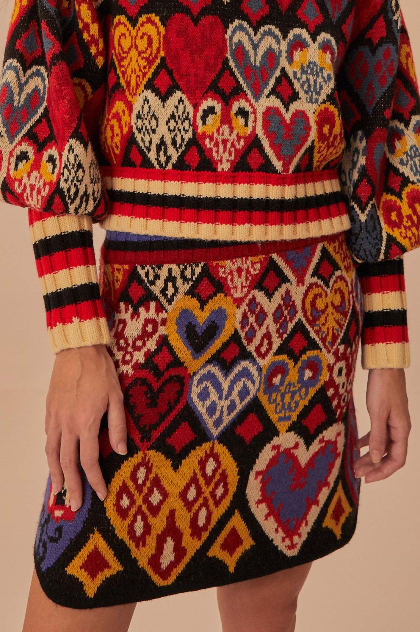 Hearts Ikat Knit Skirt