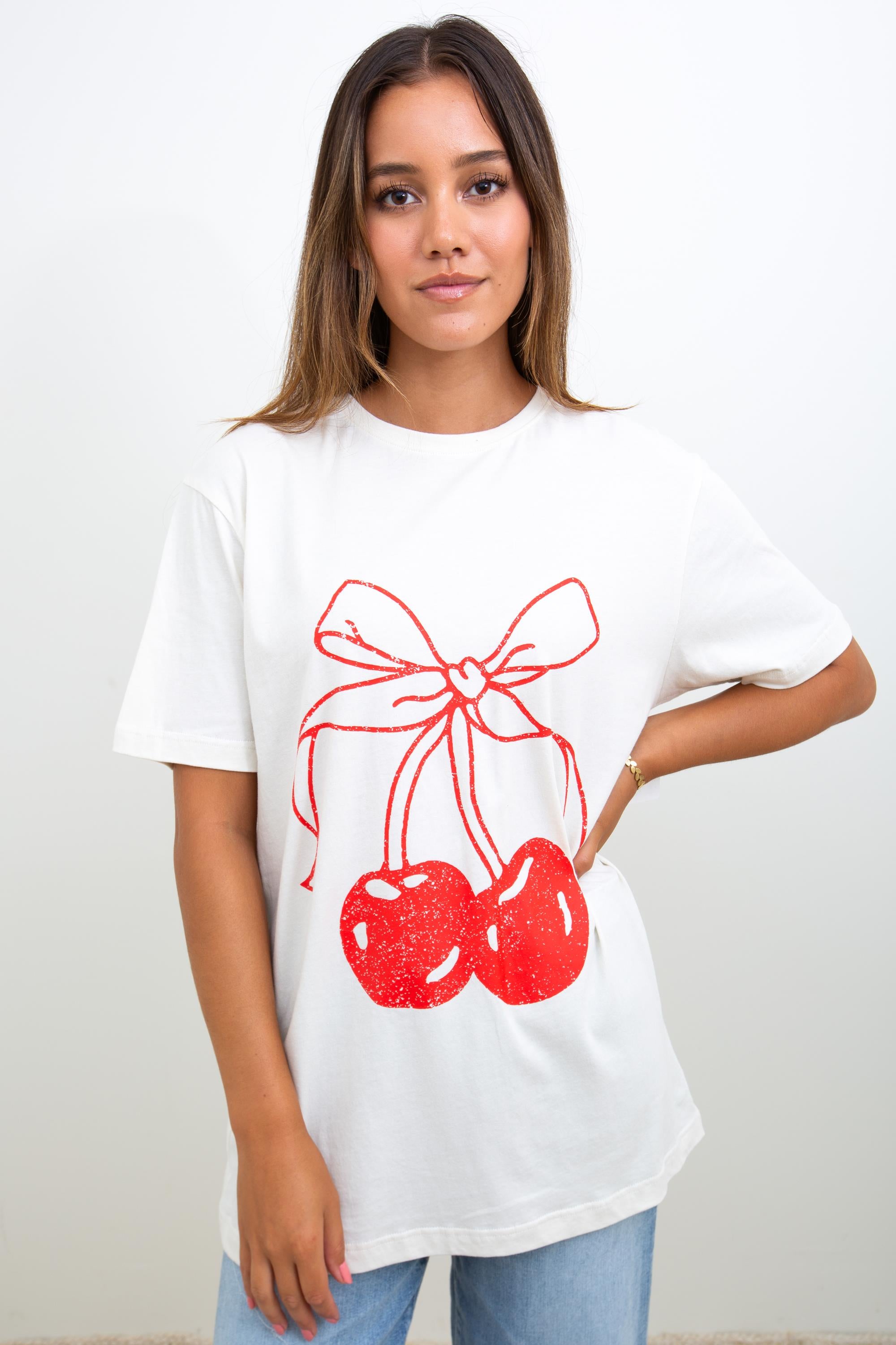 Berry Bow Oversized Graphic Tee