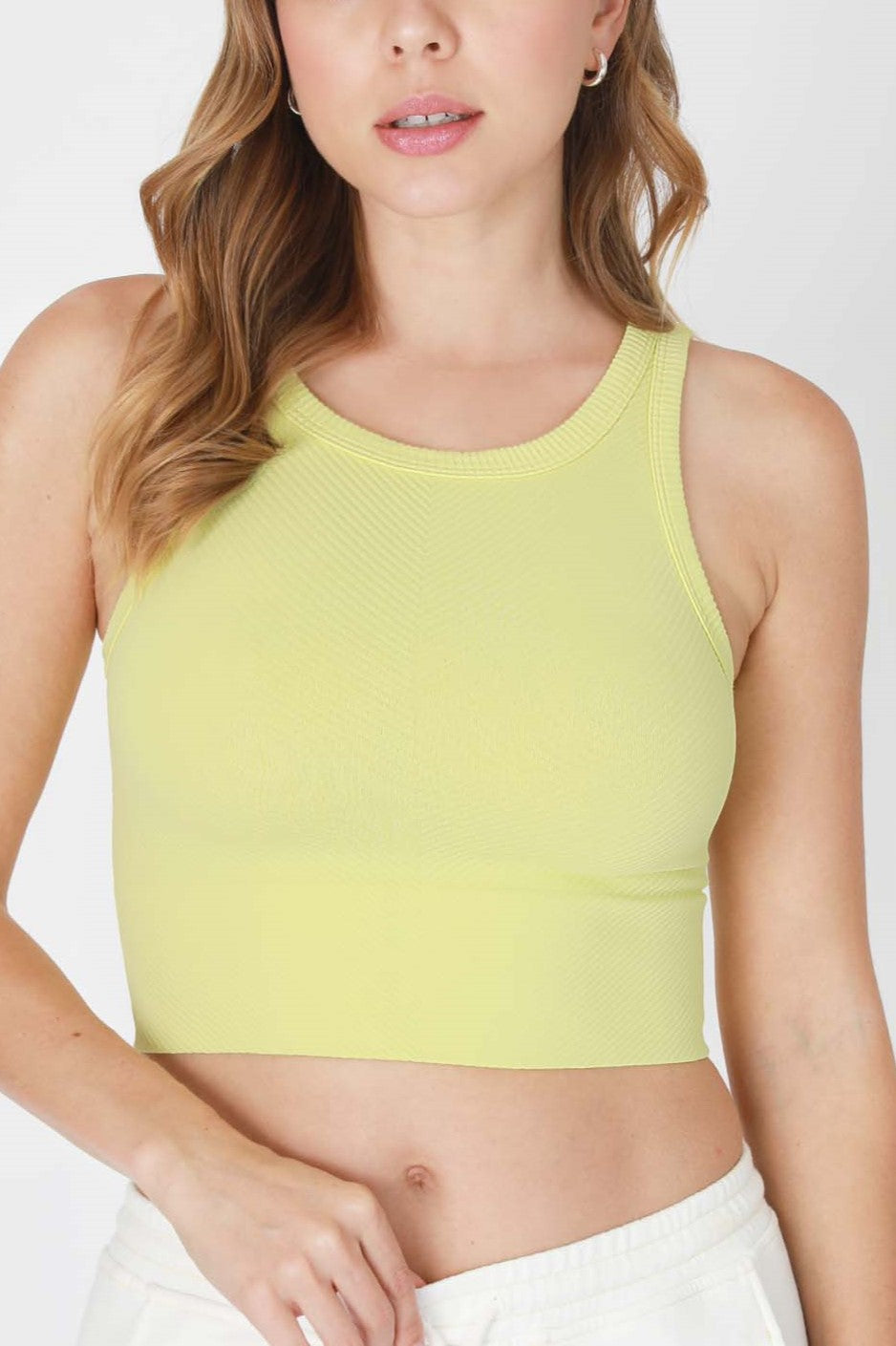 Chevron Hi Neck Crop Top