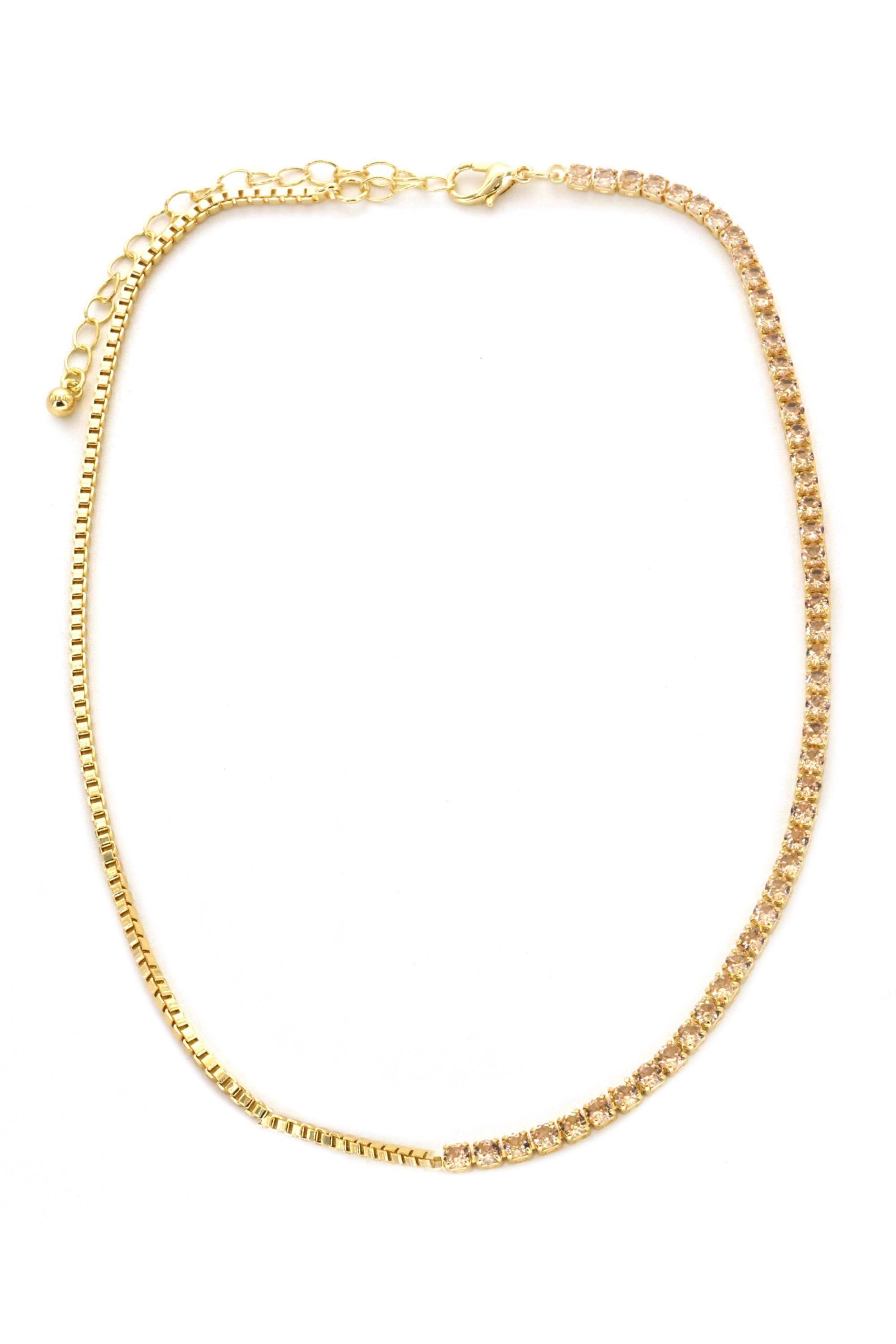 14 Inch Topaz Rhinestone Necklace