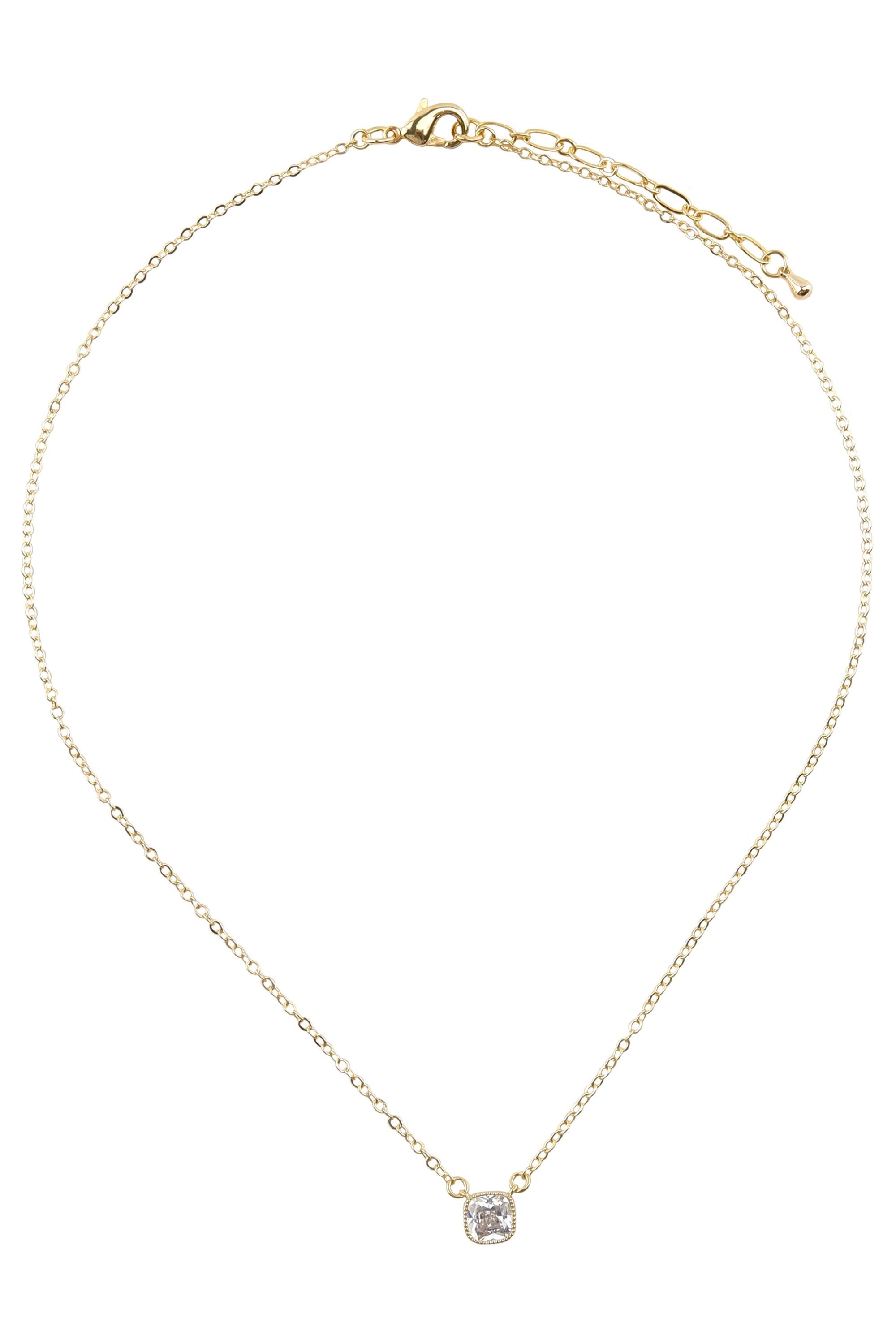 Single Square Cz Pendant Necklace