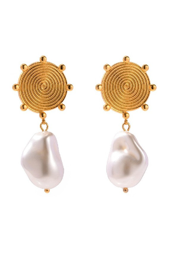Gold Pearl Drop Earrings