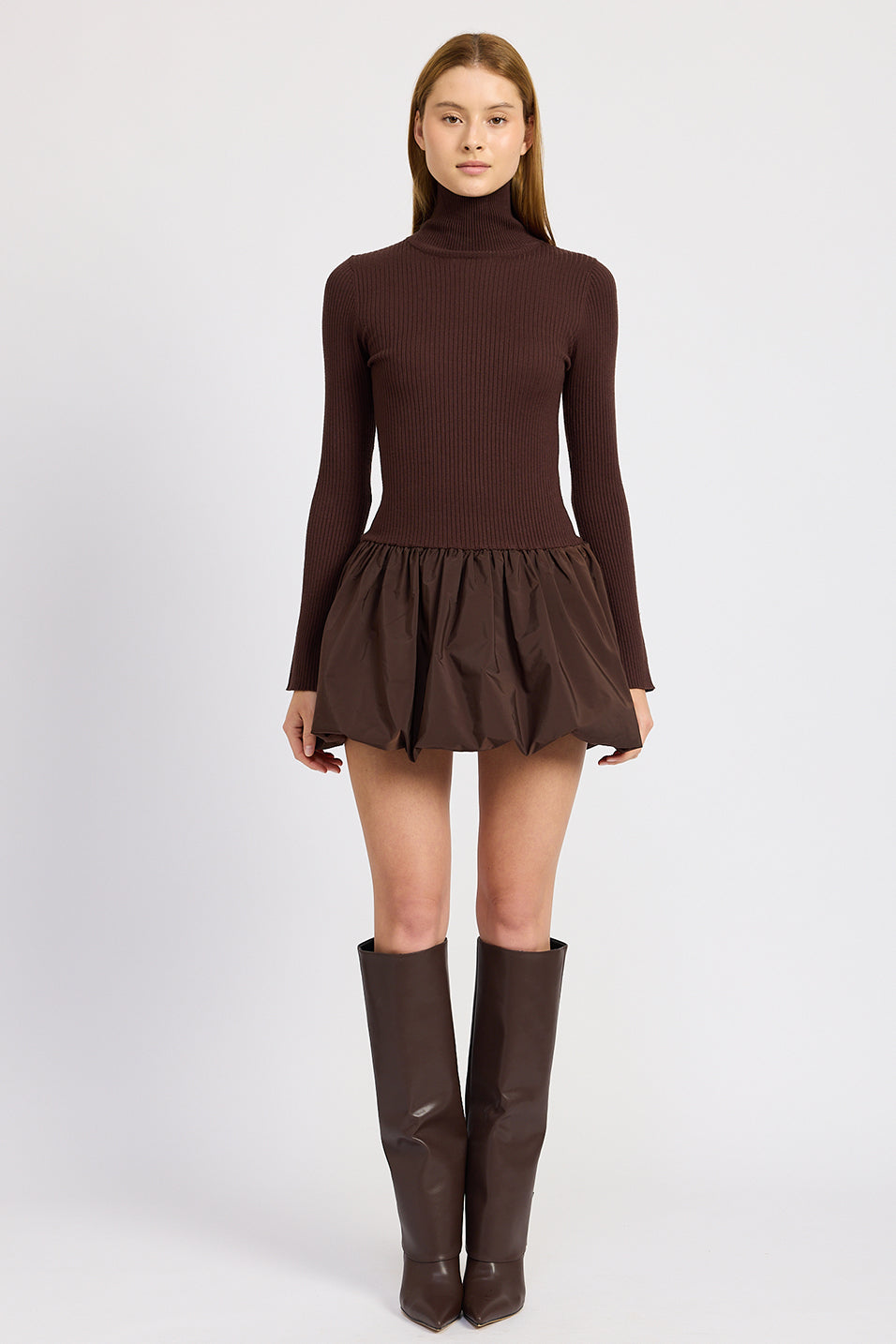 Serena Mixed Media Bubble Mini Dress