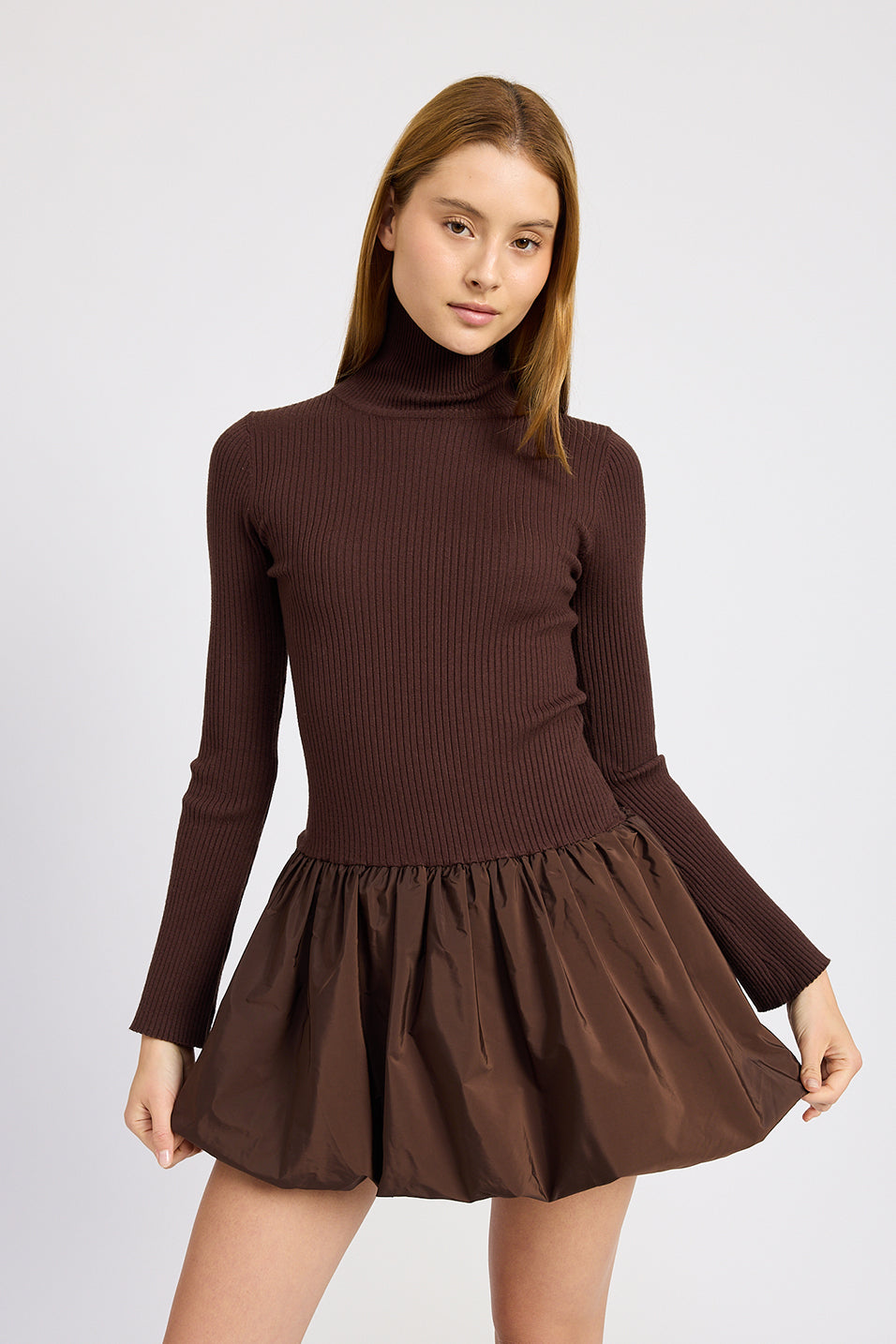 Serena Mixed Media Bubble Mini Dress