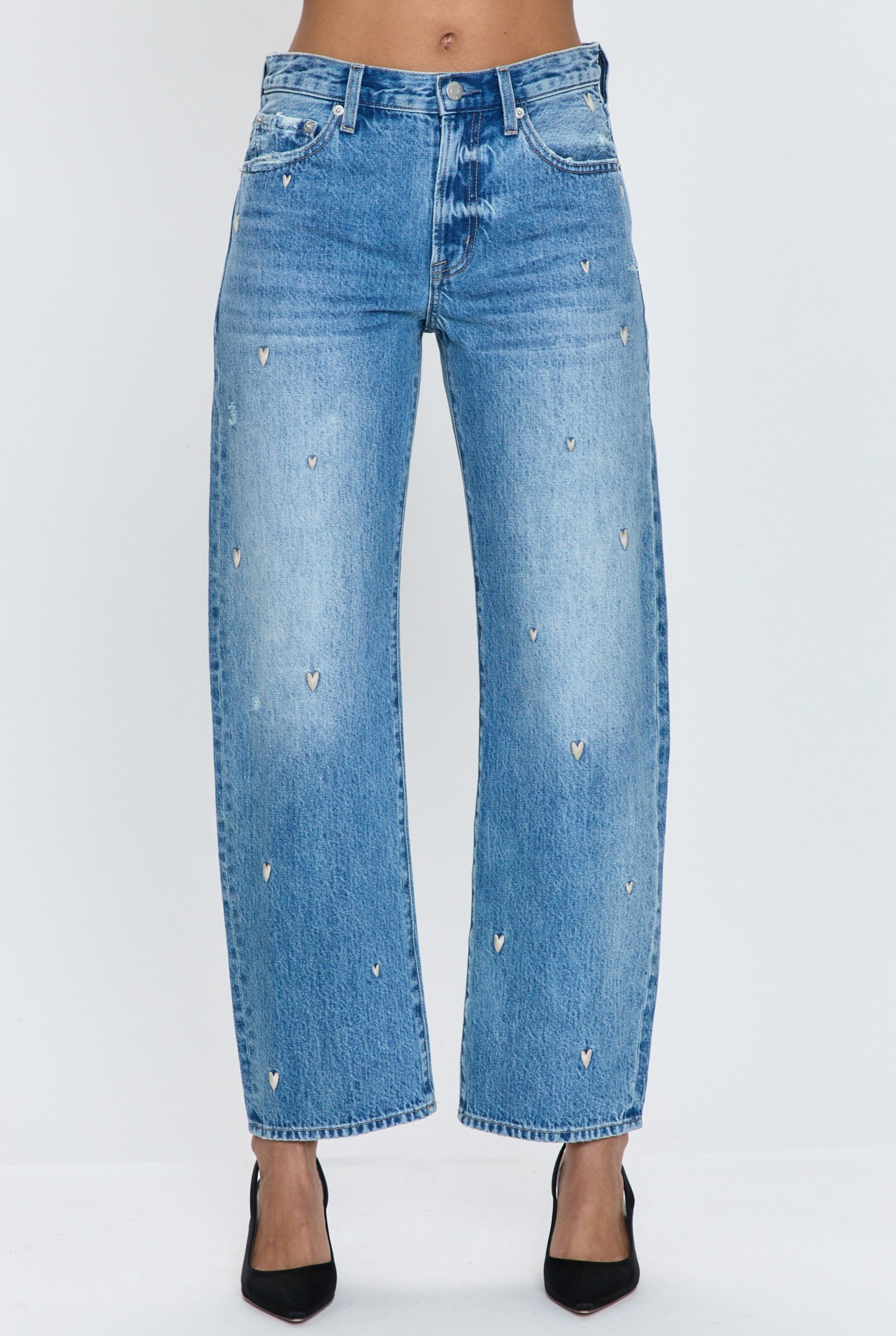 Lexi Mid Rise Bowed Straight