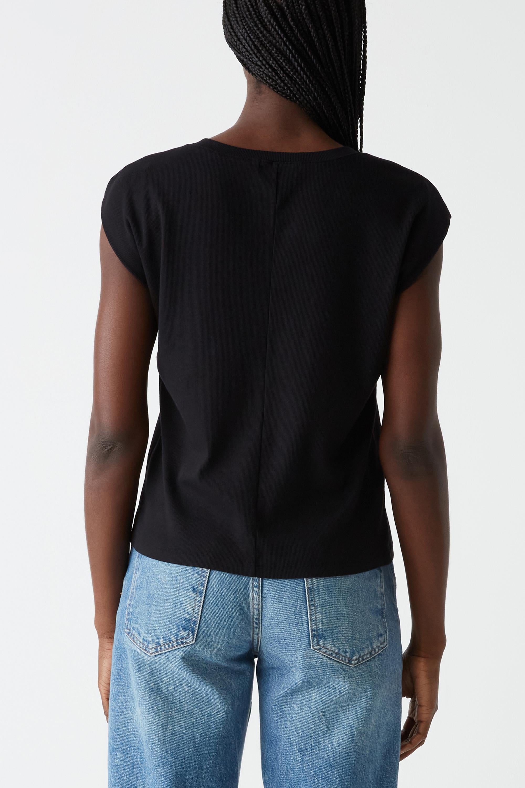 Tati V Neck Power Shoulder Top