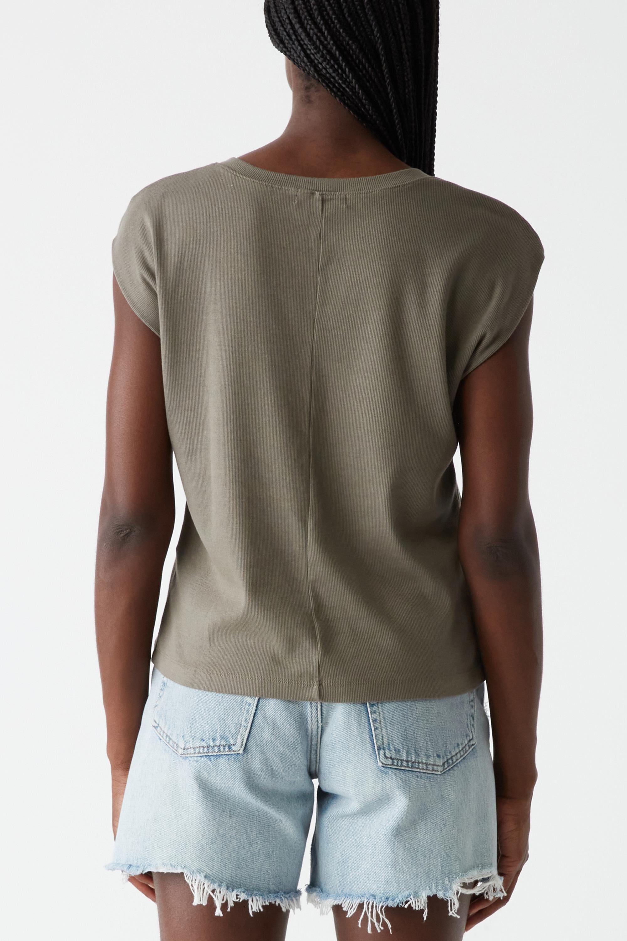 Tati V Neck Power Shoulder Top