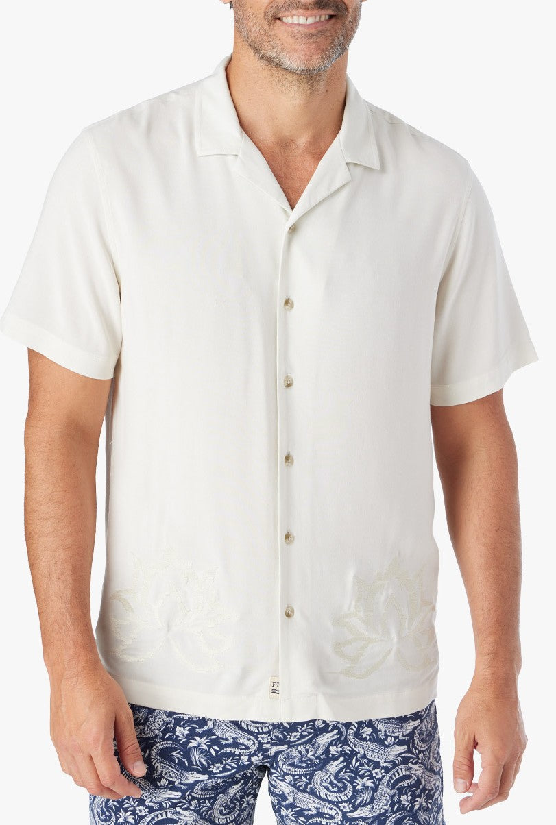 The Marina Camp Shirt- White Lotus
