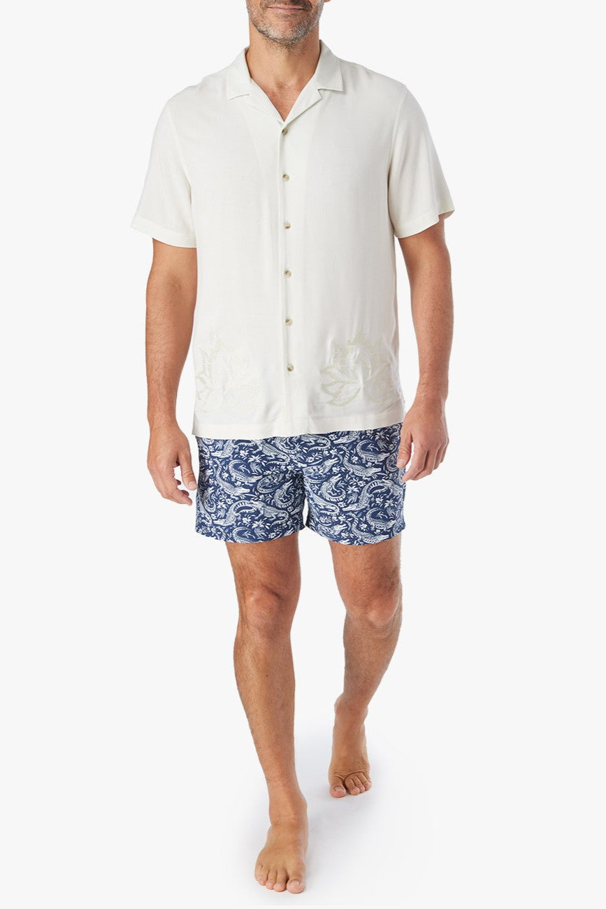 The Marina Camp Shirt- White Lotus