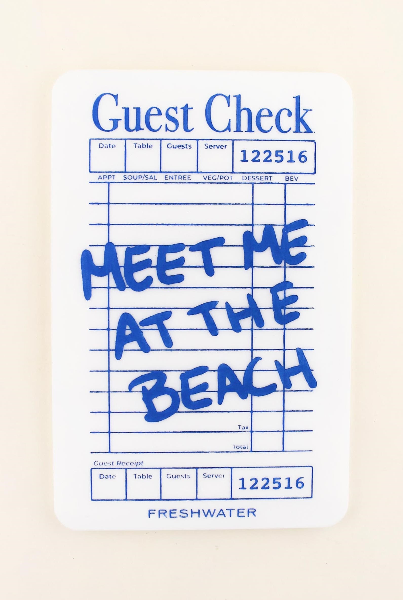 Meet Me At The Beach Guest Check Xl Coas
