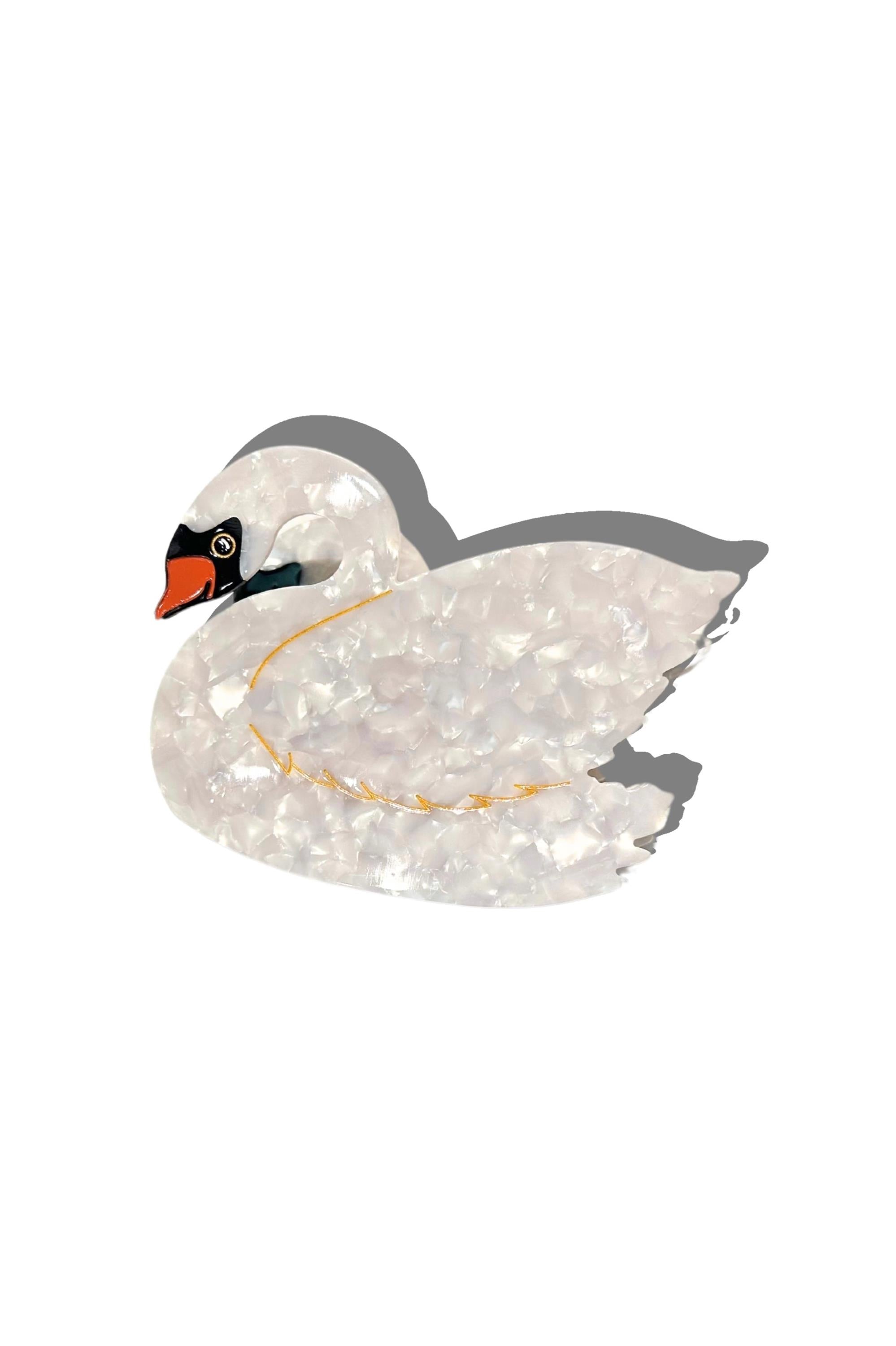 Handpainted Swan Claw Clip